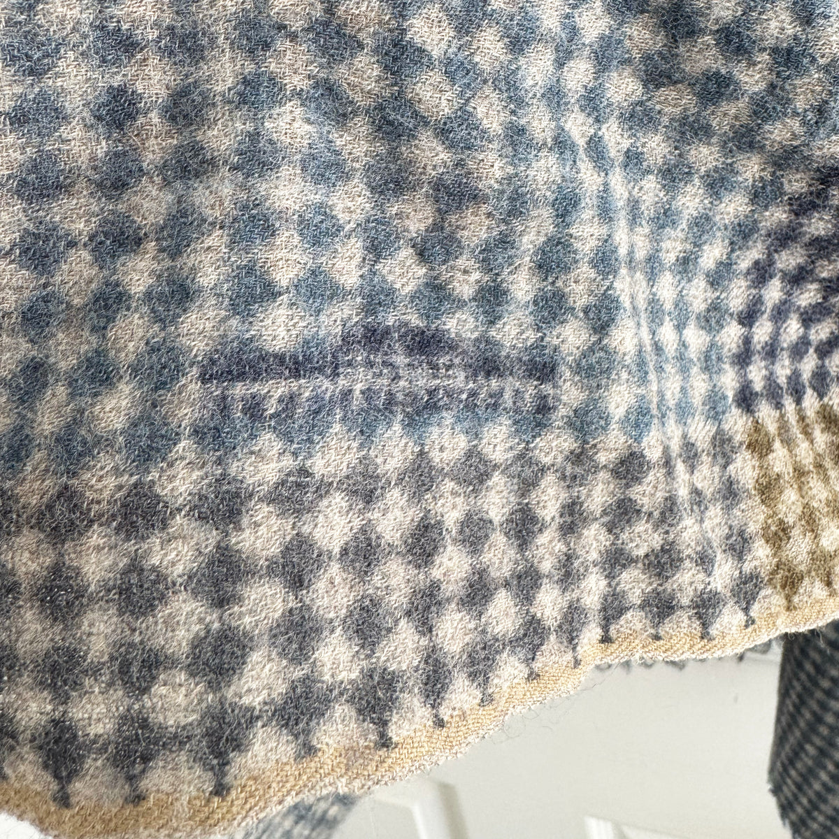 Moismont No. 065 Diamond Check Wool Gauze Scarf in Blue