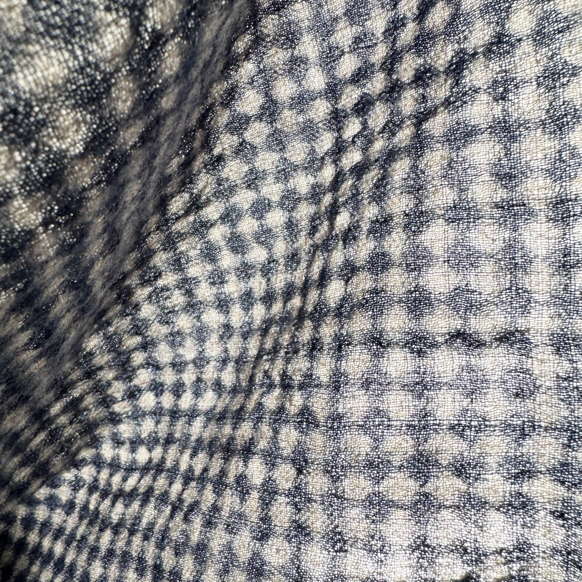 Moismont No. 065 Diamond Check Wool Gauze Scarf in Blue