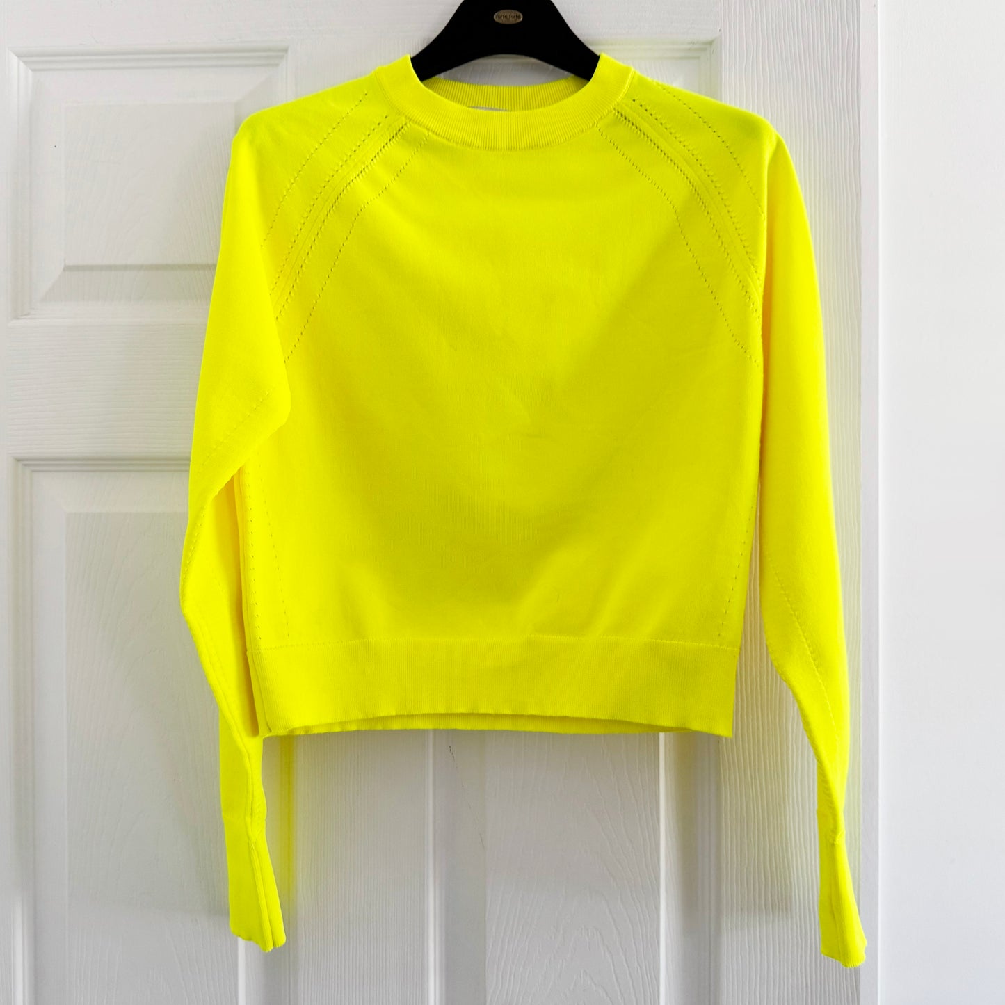 Molly Goddard Crew Neck Knit in Neon Yellow, size Small