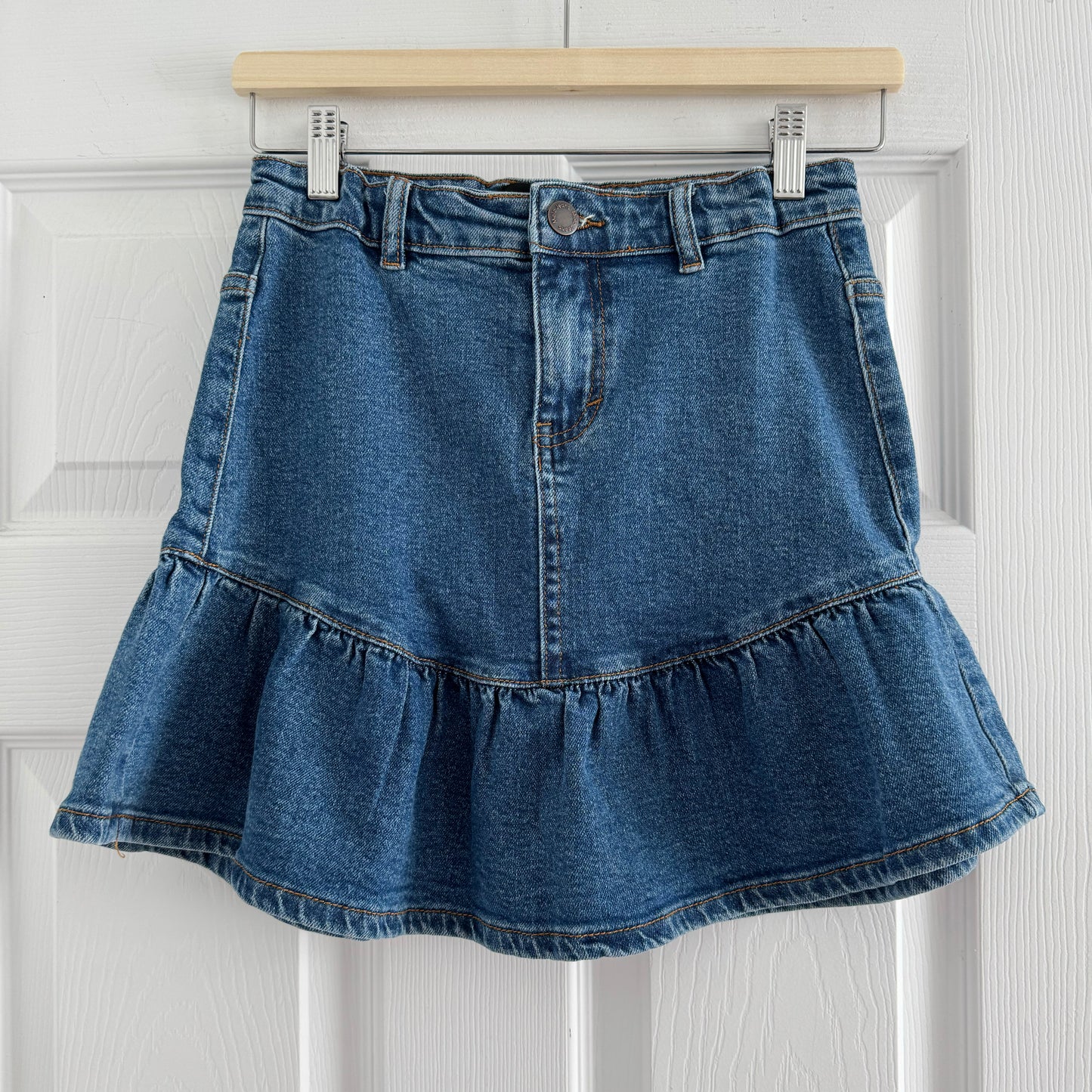 ** KIDS ** Molo Ruffle Denim Mini Skirt, size 12 years
