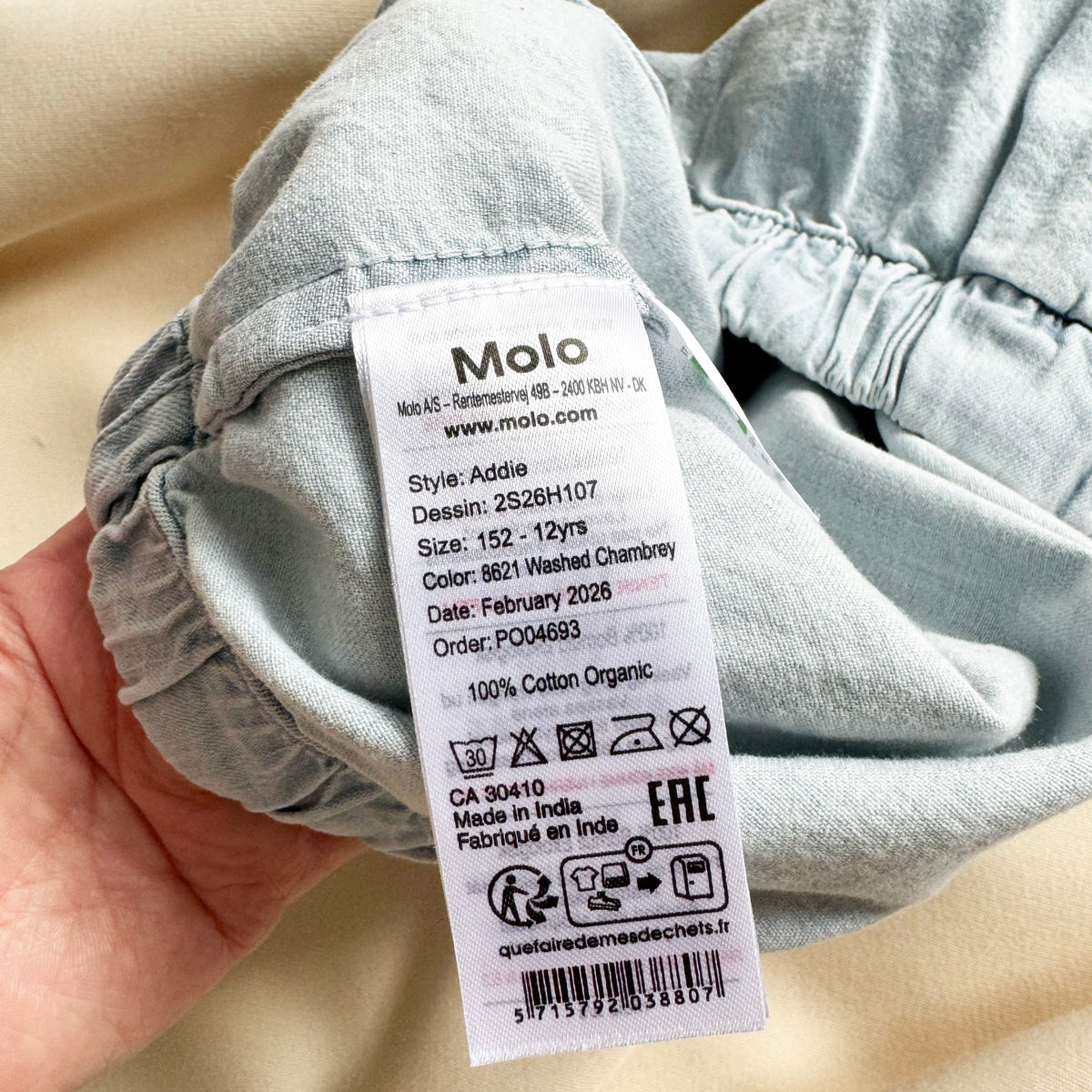 ** KIDS ** Molo Chambray Shorts, size 12 years