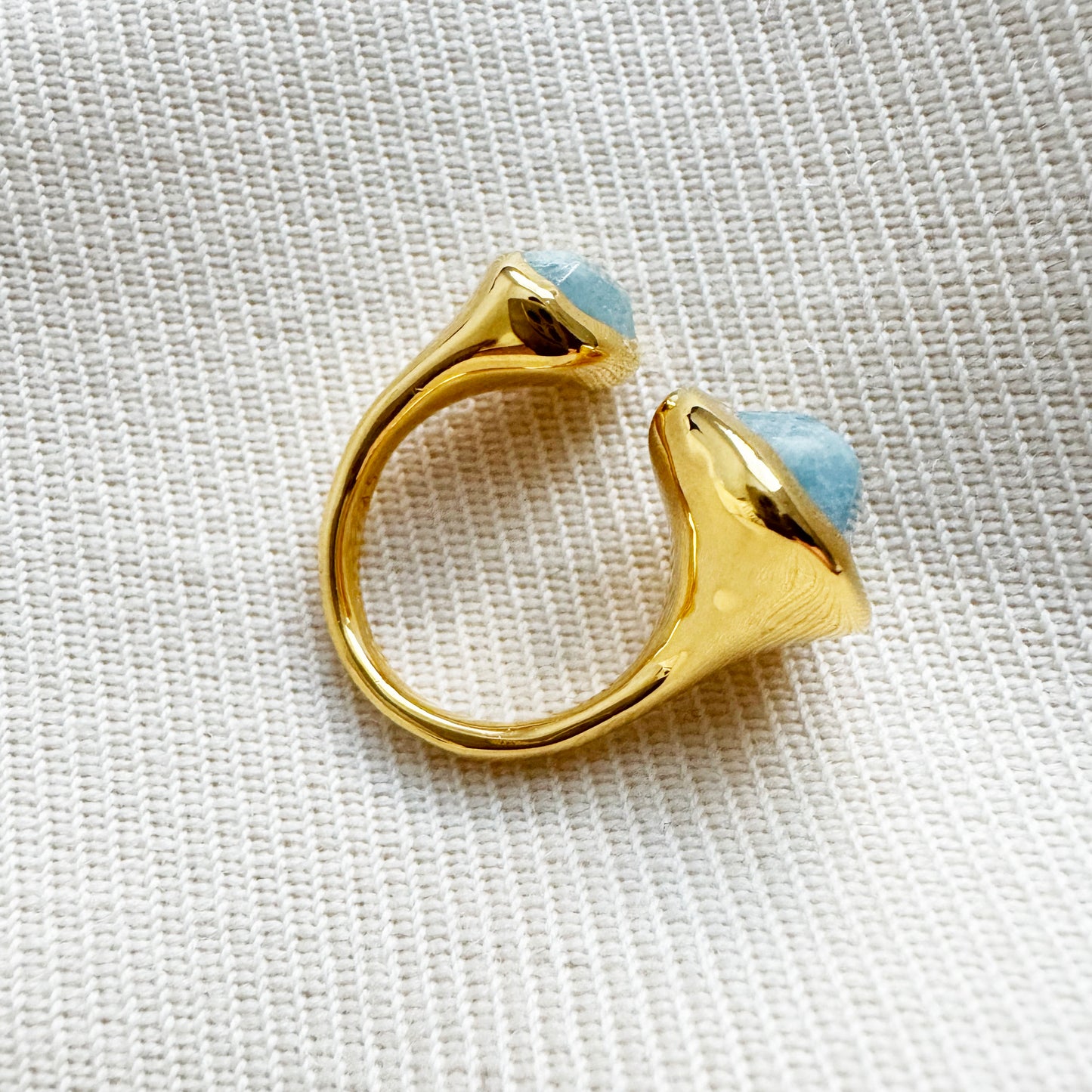 Monica Vinader "Odyssey" Aquamarine Open Ring, size 4.5