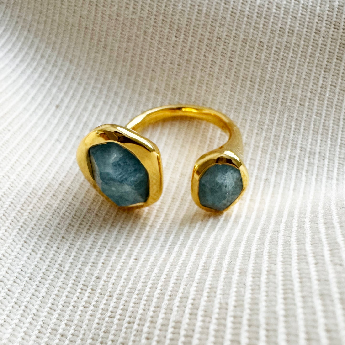 Monica Vinader "Odyssey" Aquamarine Open Ring, size 4.5