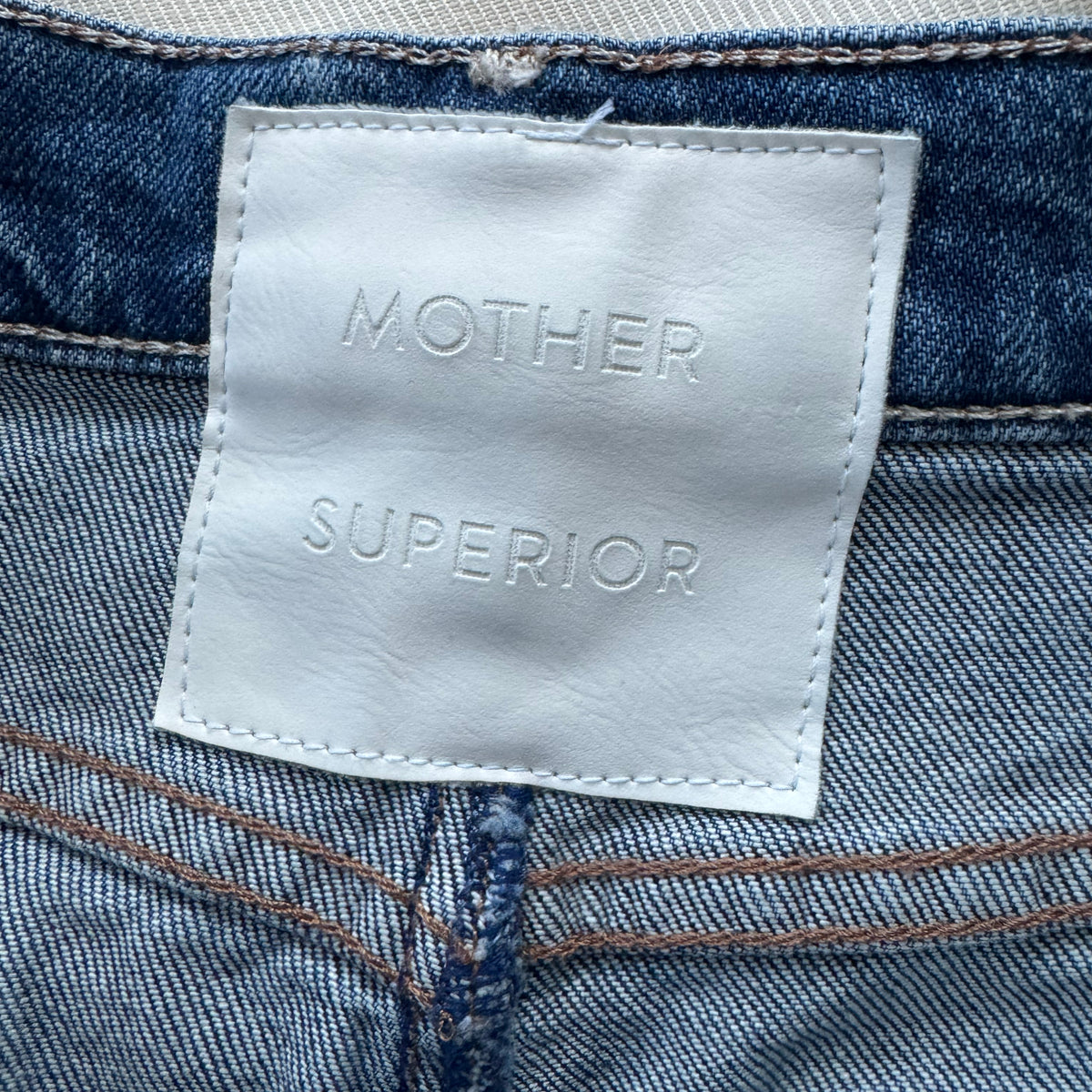 Mother "Circle Midi Fray" Denim Skirt in "Dream Team", size 28