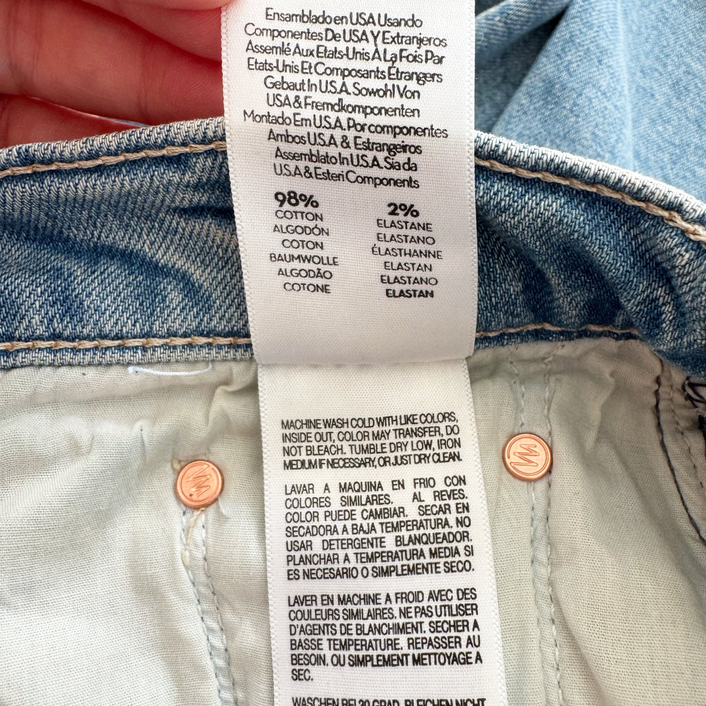 Mother "Mid-Rise Rambler Zip Skimp" Jean in "I Confess", size 27