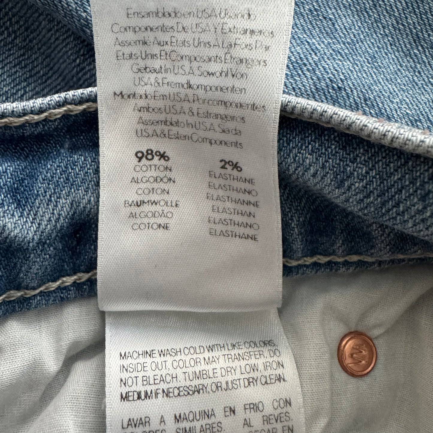 Mother Denim "A Step Midi" Denim Skirt in "Misbeliever", size 26