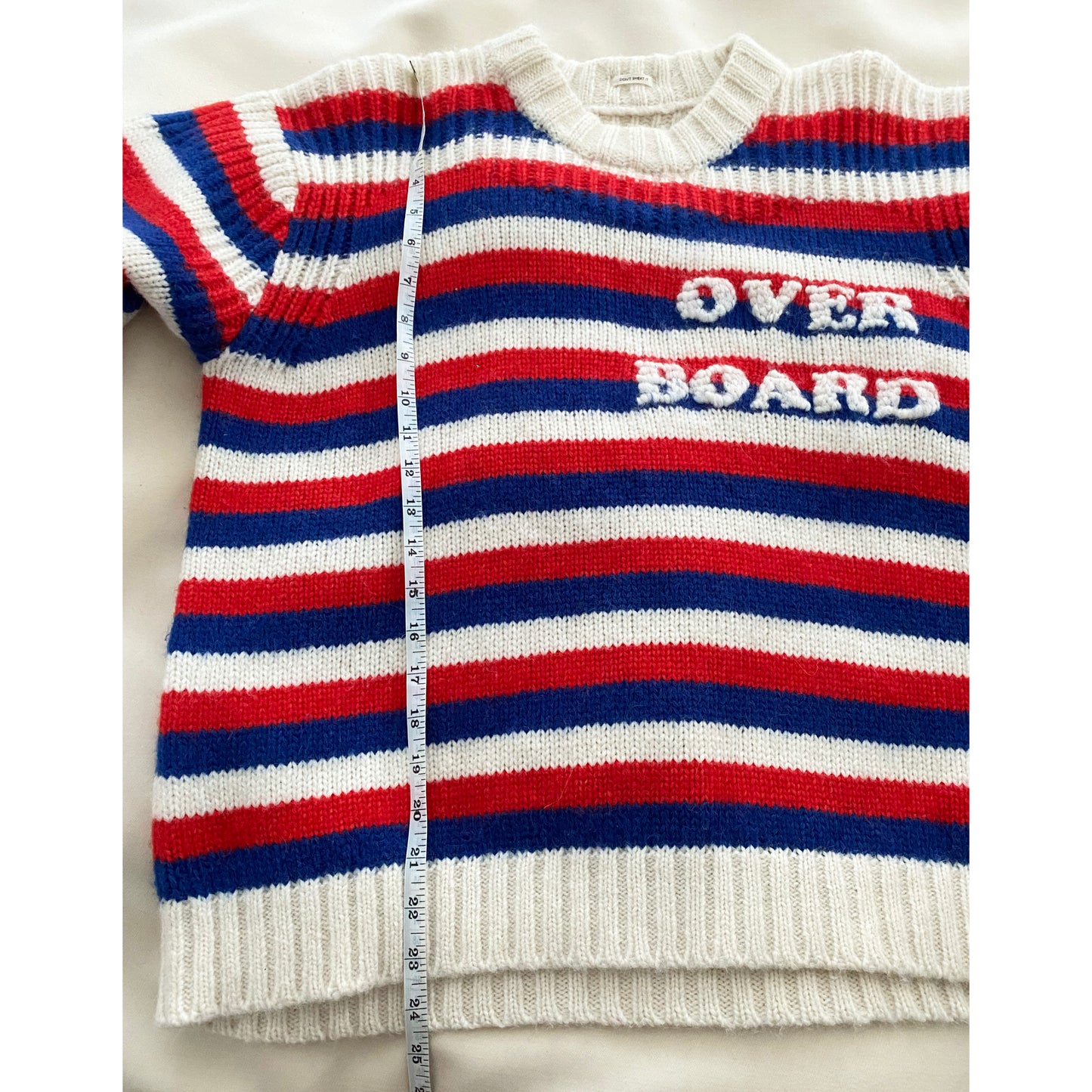 Mother Denim "The Biggie" Overboard Striped Jumper in Red/Blue, size Small (fits S/M)