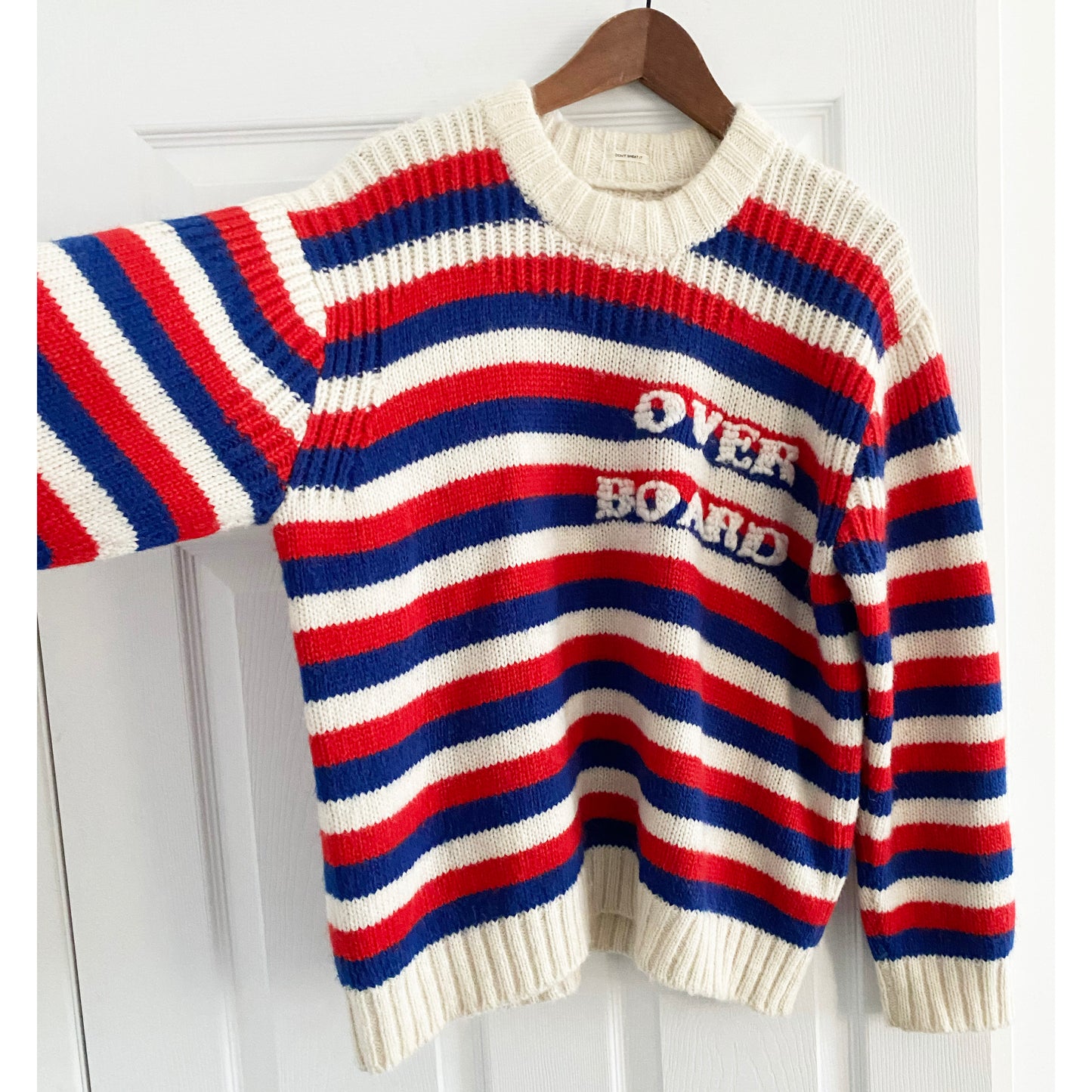 Mother Denim "The Biggie" Overboard Striped Jumper in Red/Blue, size Small (fits S/M)