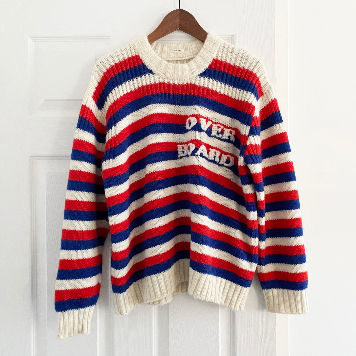 Mother Denim "The Biggie" Overboard Striped Jumper in Red/Blue, size Small (fits S/M)