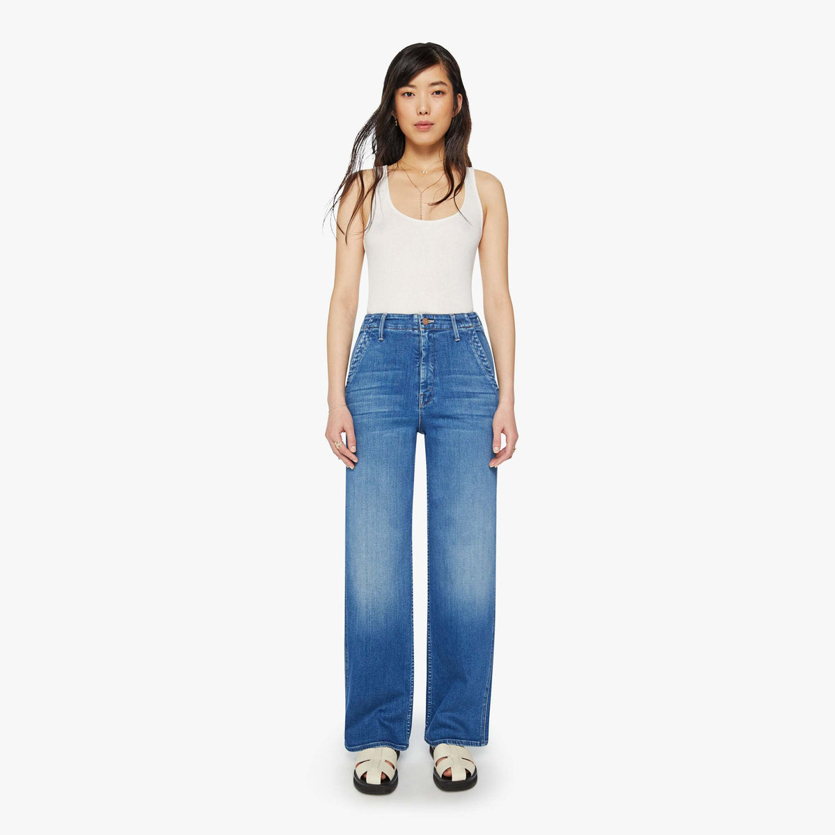 Mother "Major Zip Skimp" Jeans in "Work Hard Play Hard", size 25