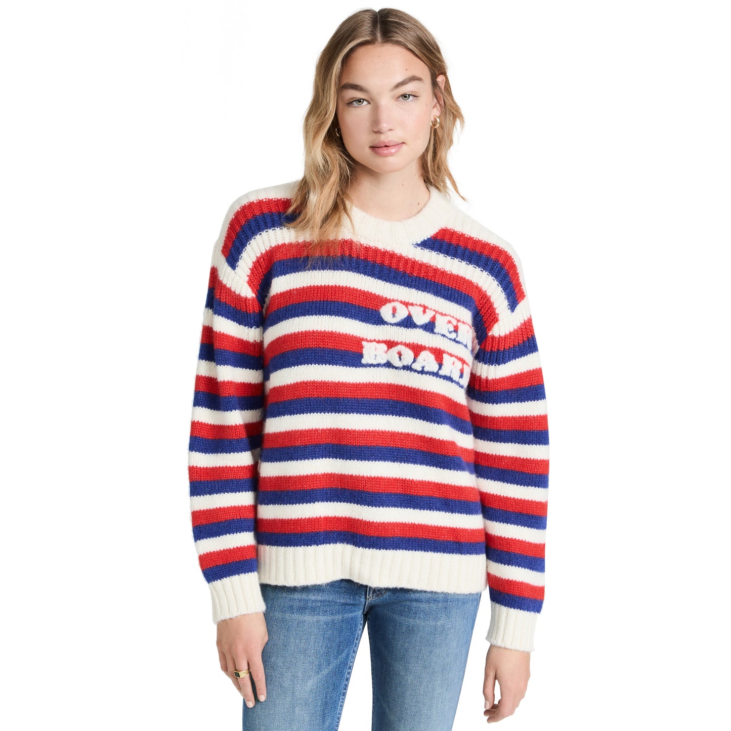 Mother Denim "The Biggie" Overboard Striped Jumper in Red/Blue, size Small (fits S/M)