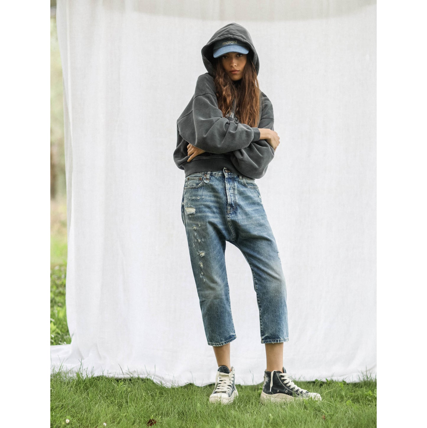 R13 Tailored Drop Jean in "Bain Blue", size 28