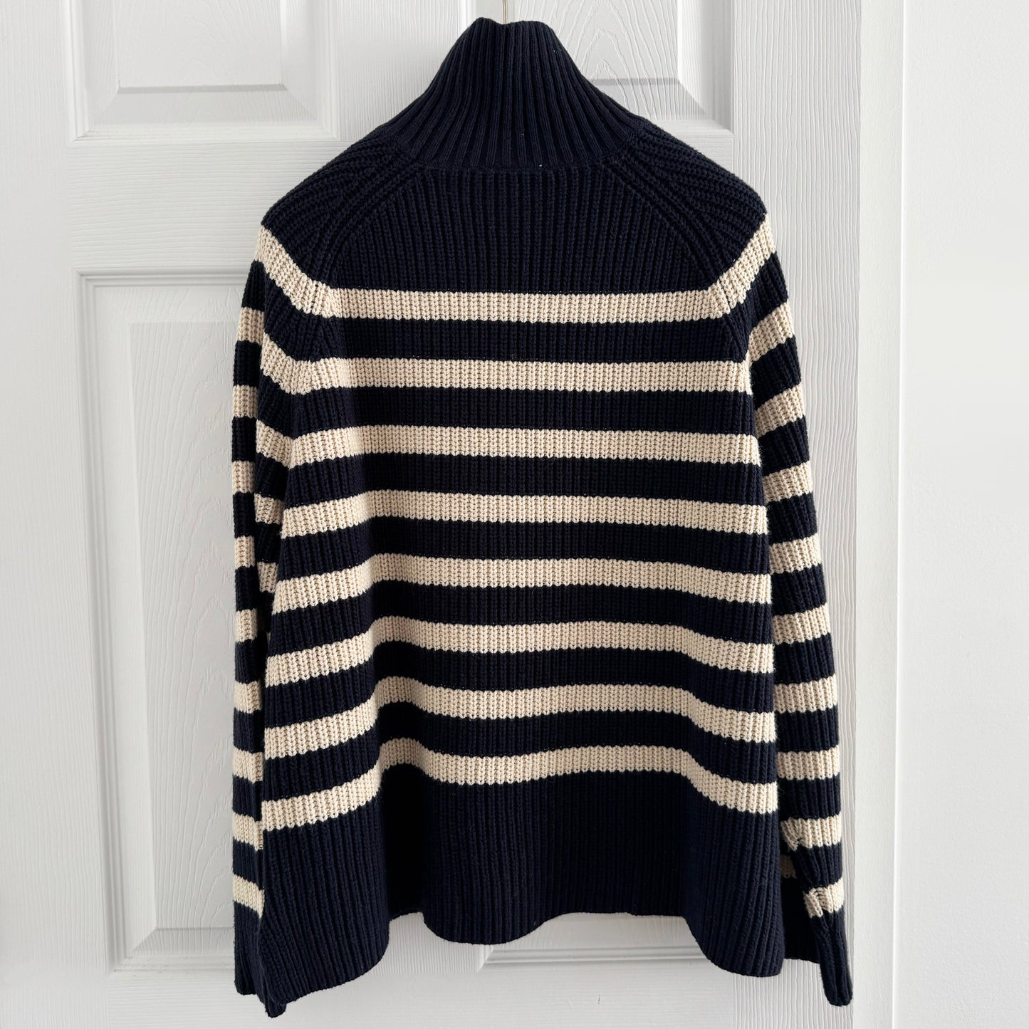 The Simple Studio x Munthe Striped "Arissa" Cotton Knit in Navy/Ivory, size 36