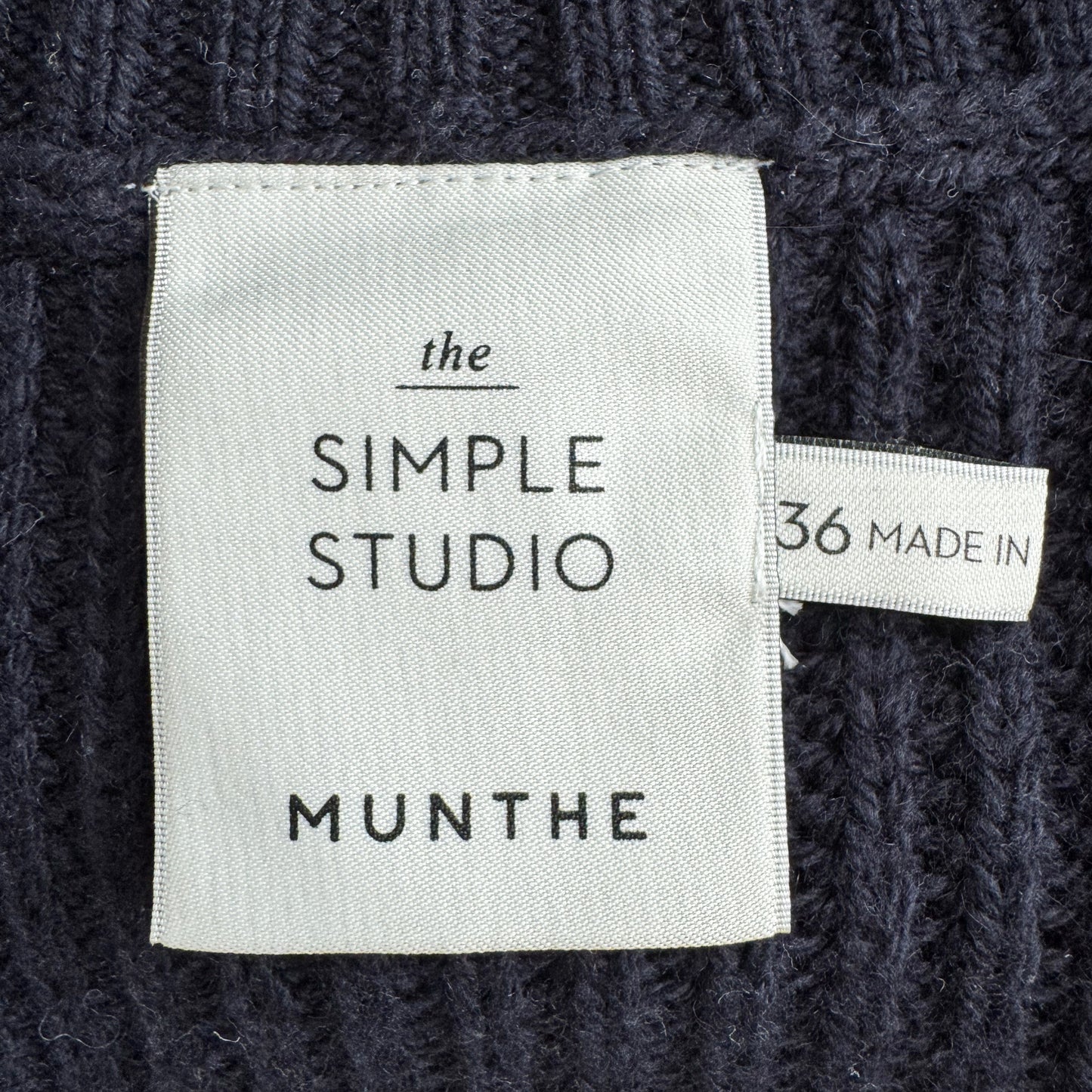 The Simple Studio x Munthe Striped "Arissa" Cotton Knit in Navy/Ivory, size 36