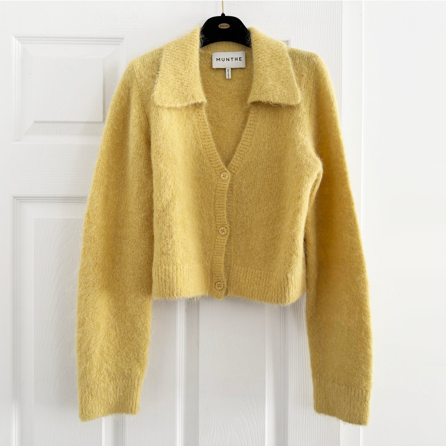 Munthe "Roxas" Cropped Cardigan in Pale Yellow, size 36