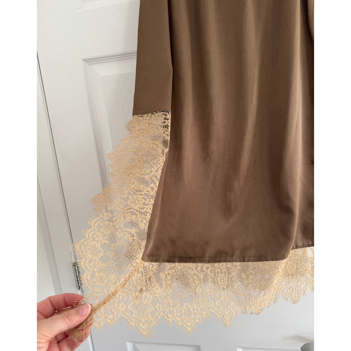 Munthe "Ravin" Slip Skirt w Lace in Brown, size 34