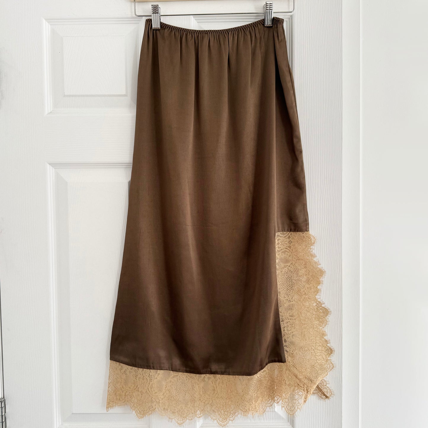 Munthe "Ravin" Slip Skirt w Lace in Brown, size 34
