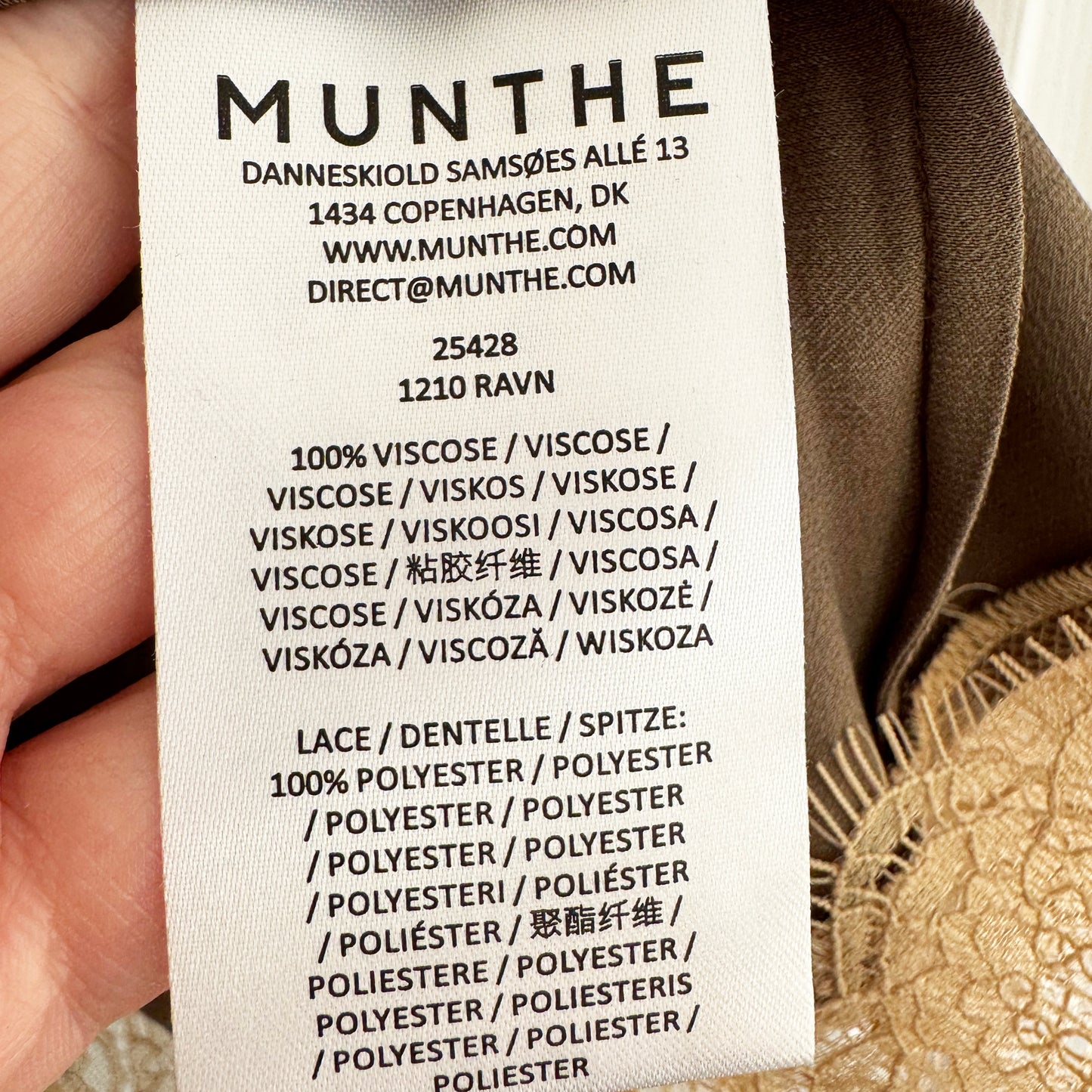 Munthe "Ravin" Slip Skirt w Lace in Brown, size 34