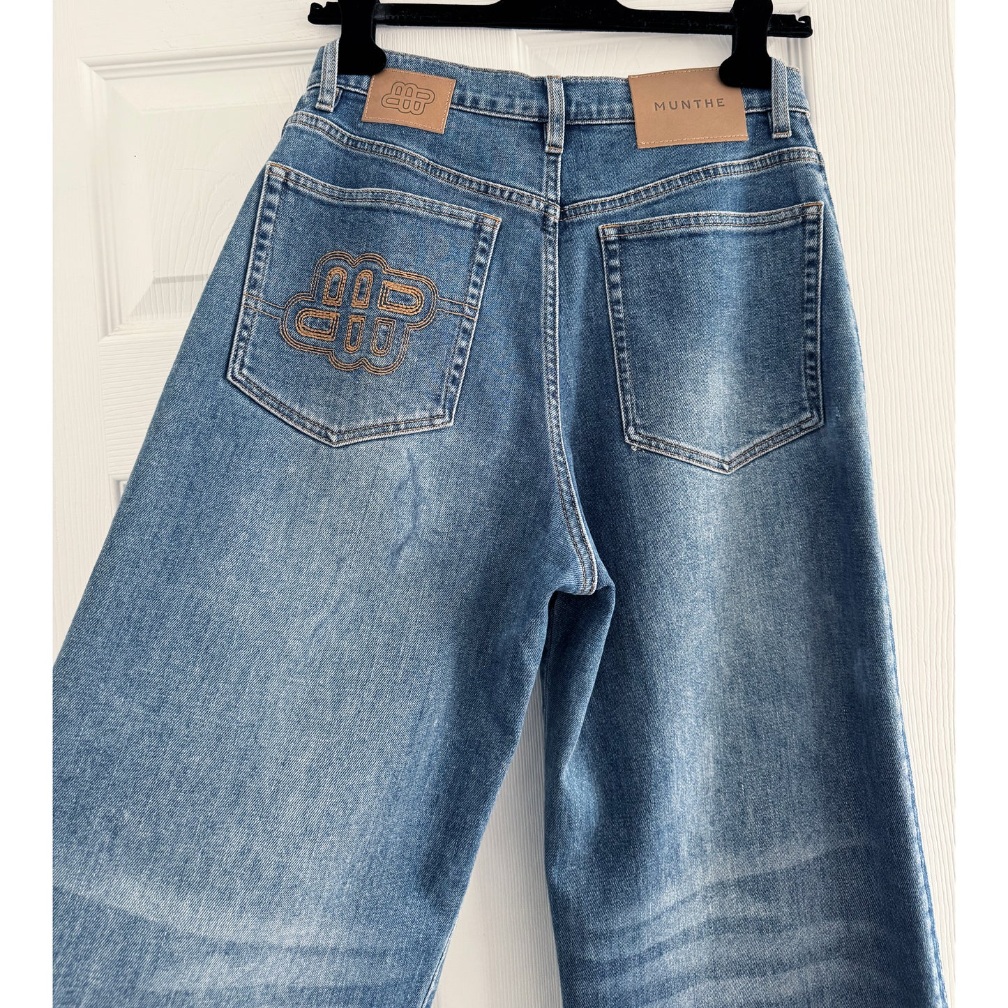 Munthe "Rewari" Wide Leg Jeans in Blue, size 36 (Size Small)