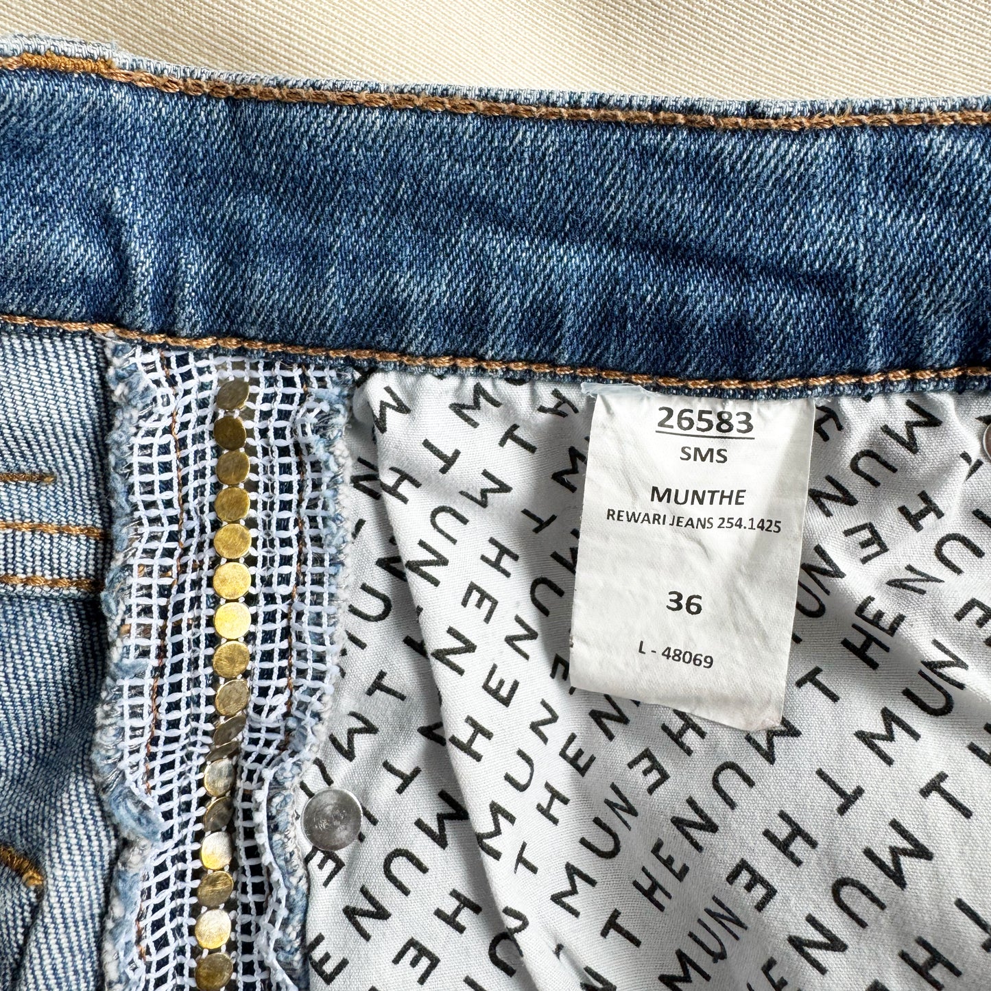Munthe "Rewari" Wide Leg Jeans in Blue, size 36 (Size Small)
