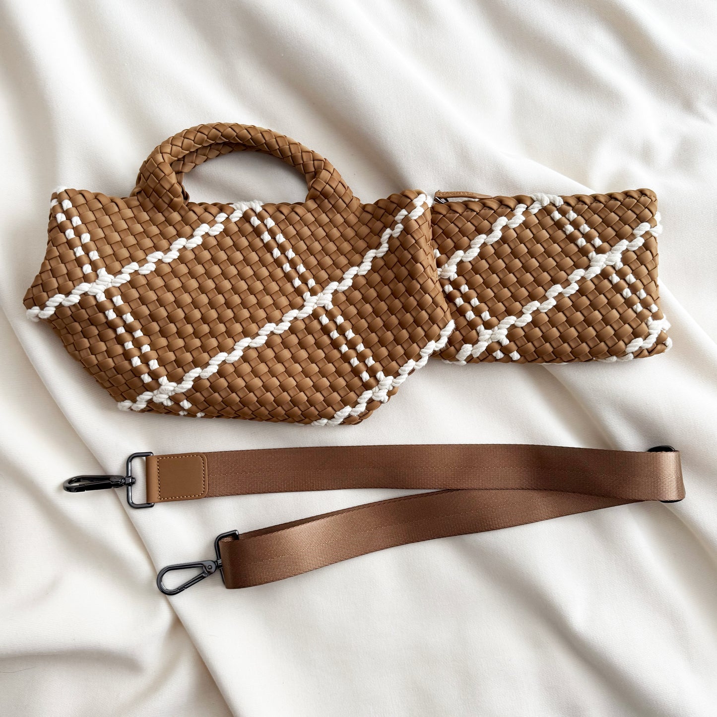 NAGHEDI Small "St. Barths" Rope Neoprene Tote Bag in "Cove"