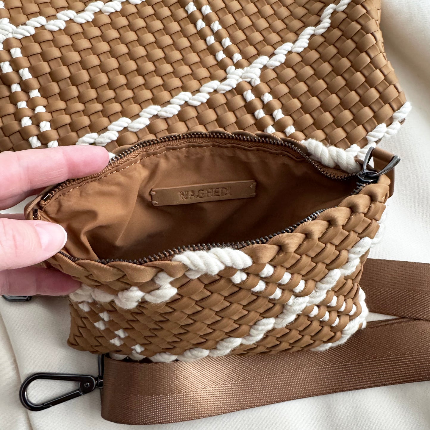 NAGHEDI Small "St. Barths" Rope Neoprene Tote Bag in "Cove"