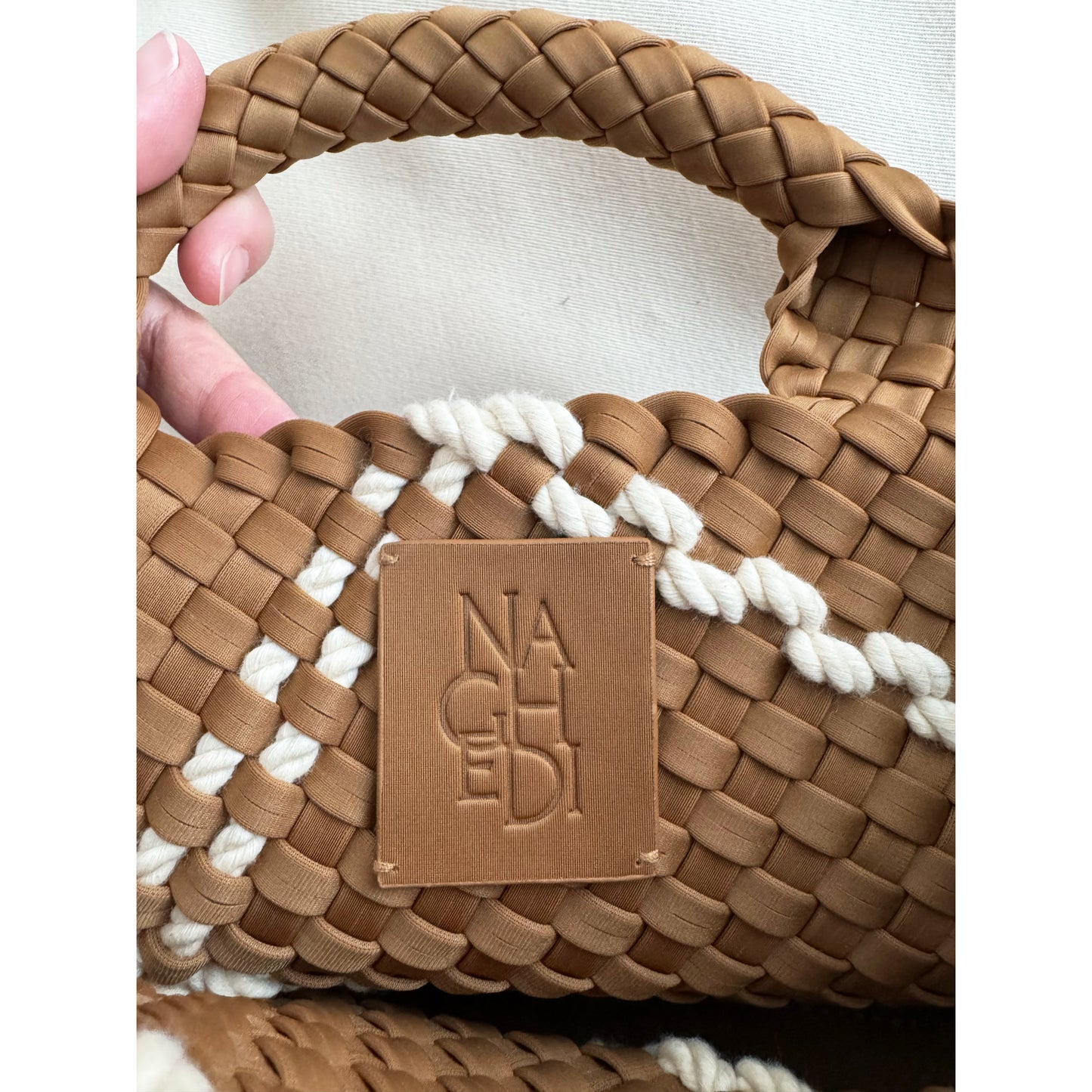 NAGHEDI Small "St. Barths" Rope Neoprene Tote Bag in "Cove"