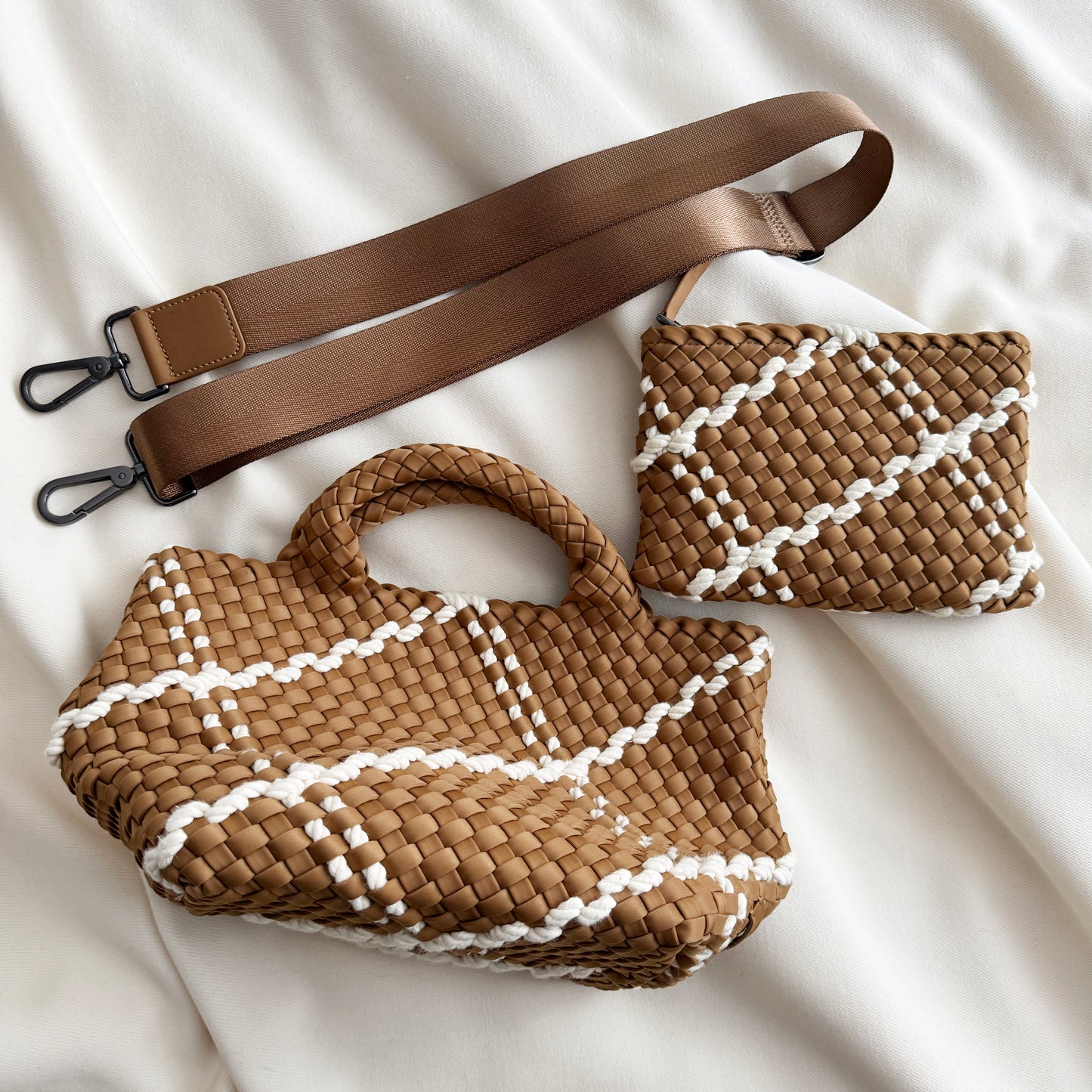 NAGHEDI Small "St. Barths" Rope Neoprene Tote Bag in "Cove"