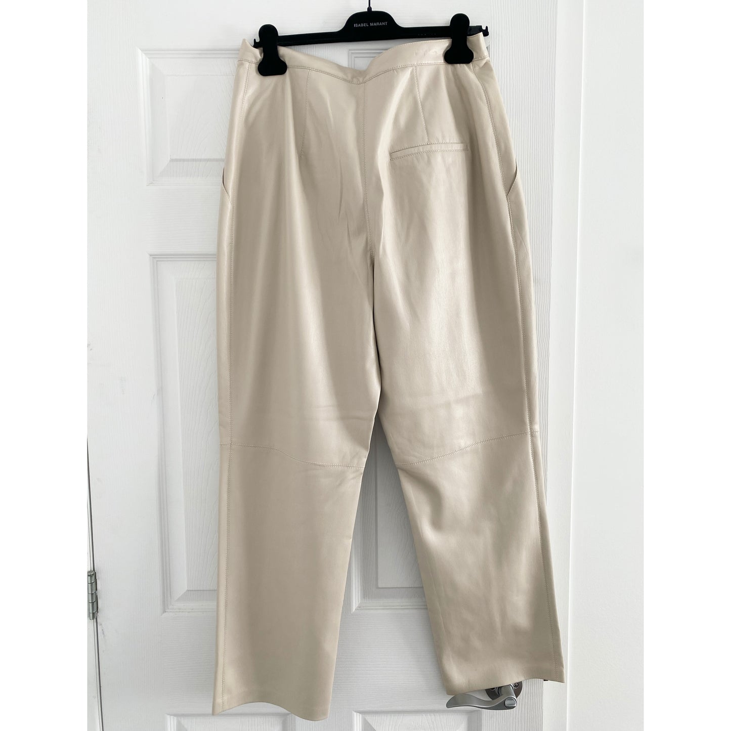 Nanushka "Mitsu" Faux-Leather Pants in Beige, size XL