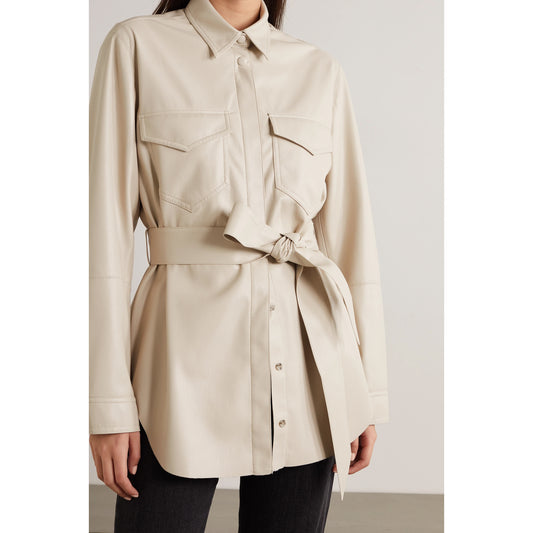 Surchemise en cuir végétalien Nanushka en beige, taille grande