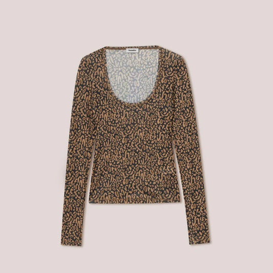 Nanushka “Kiba” leopard print mesh top, size small