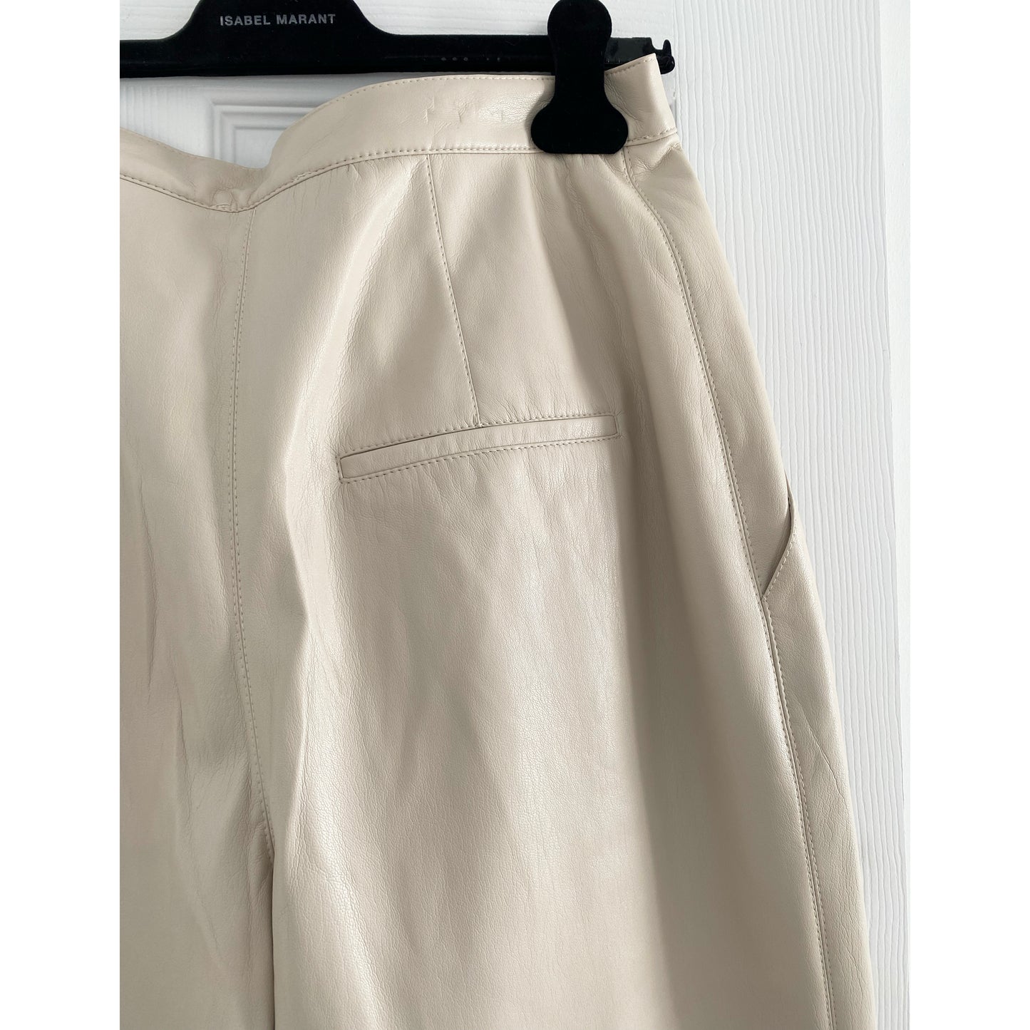 Nanushka "Mitsu" Faux-Leather Pants in Beige, size XL