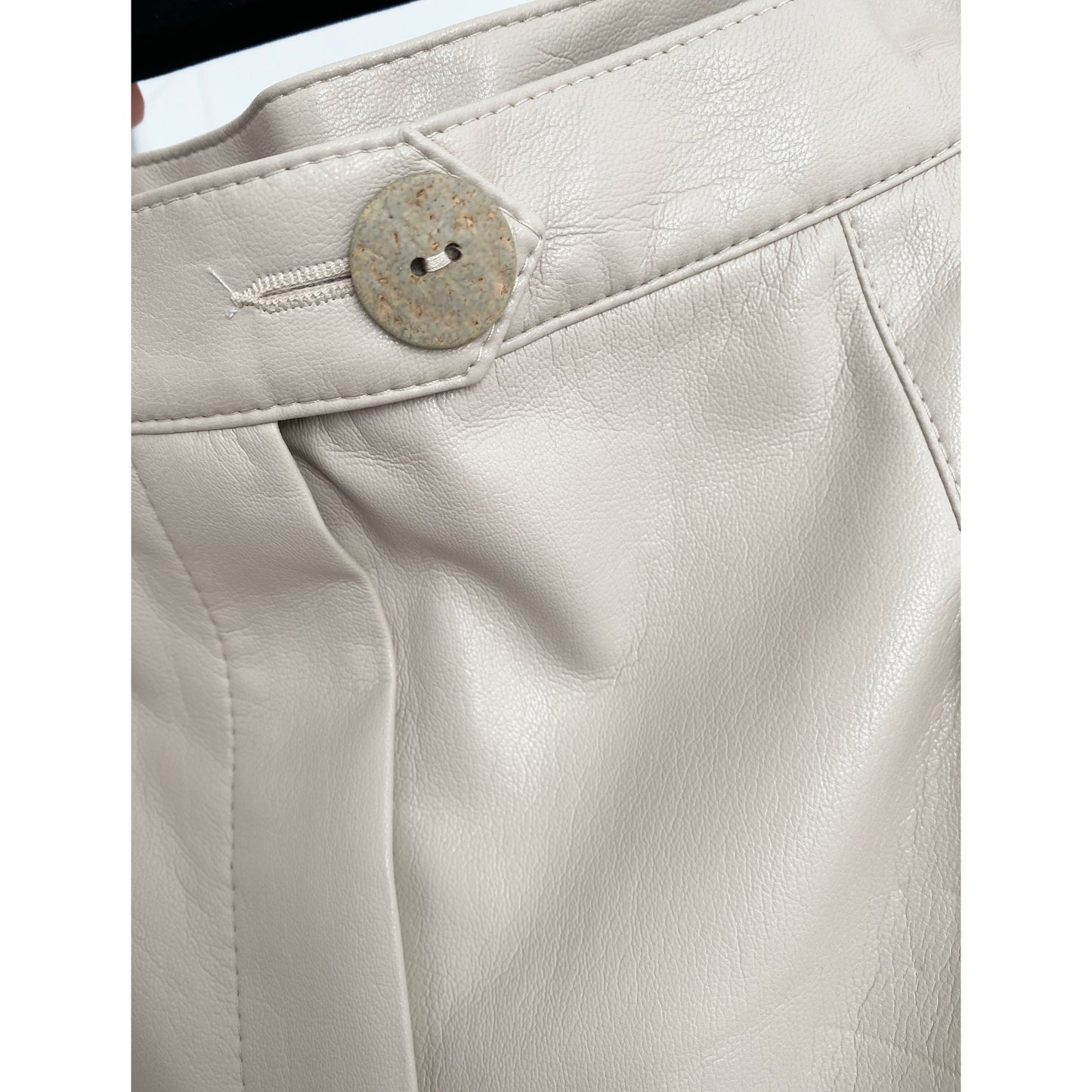 Nanushka "Mitsu" Faux-Leather Pants in Beige, size XL