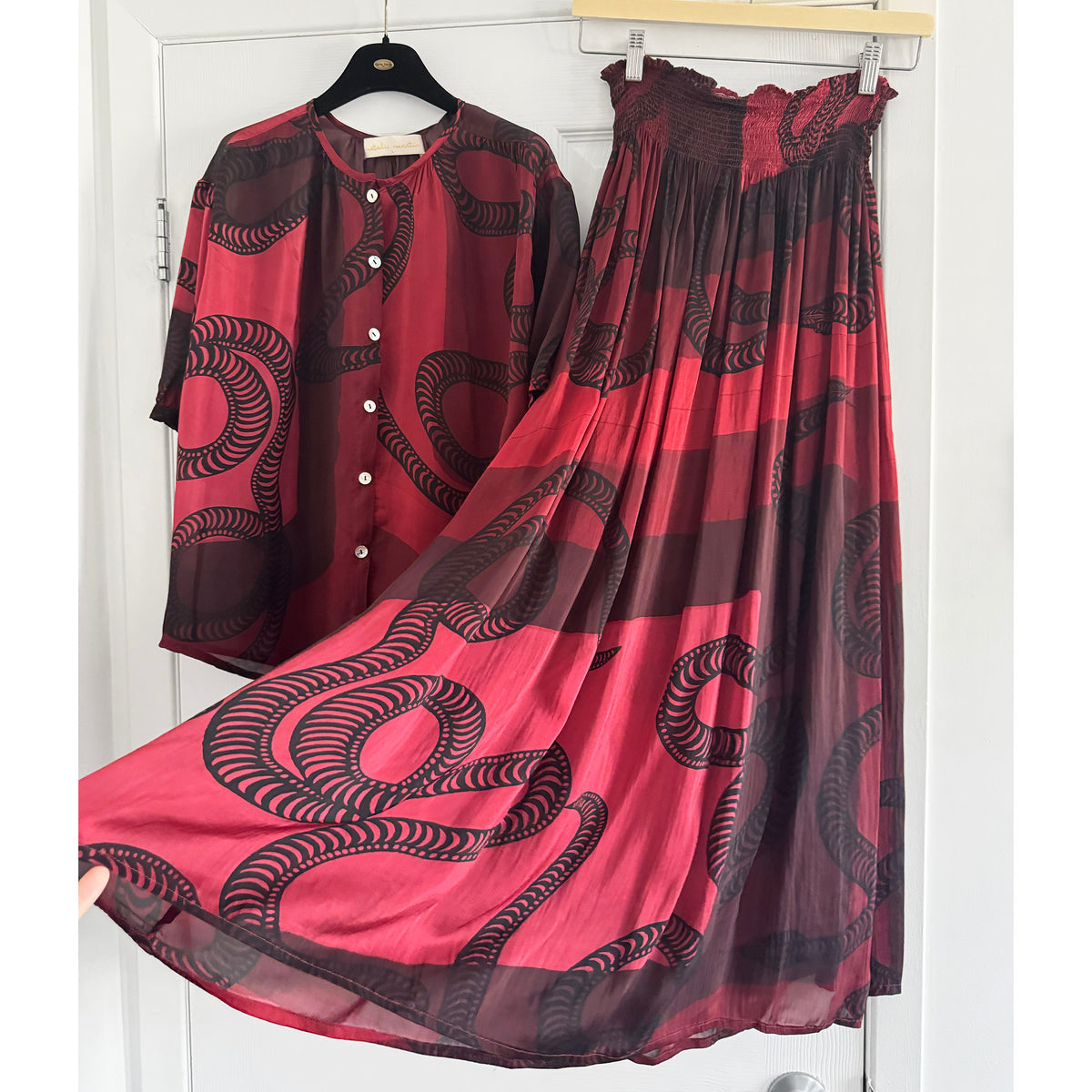 Natalie Martin Top and Skirt Set in "Ament Snake Oxblood" (great for a M/L ish??)