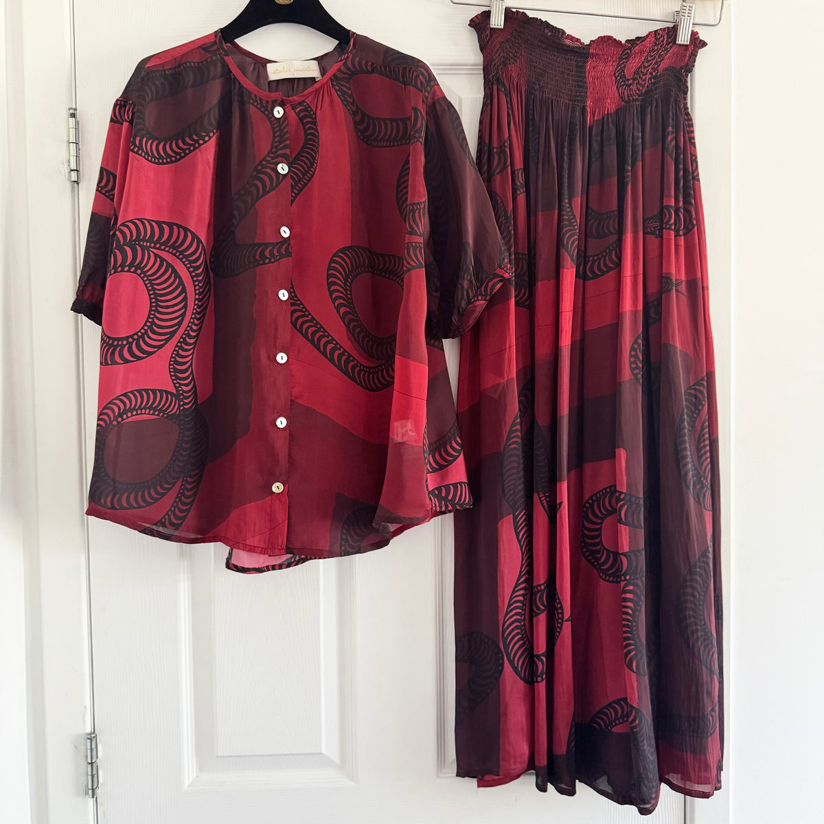 Natalie Martin Top and Skirt Set in "Ament Snake Oxblood" (great for a M/L ish??)