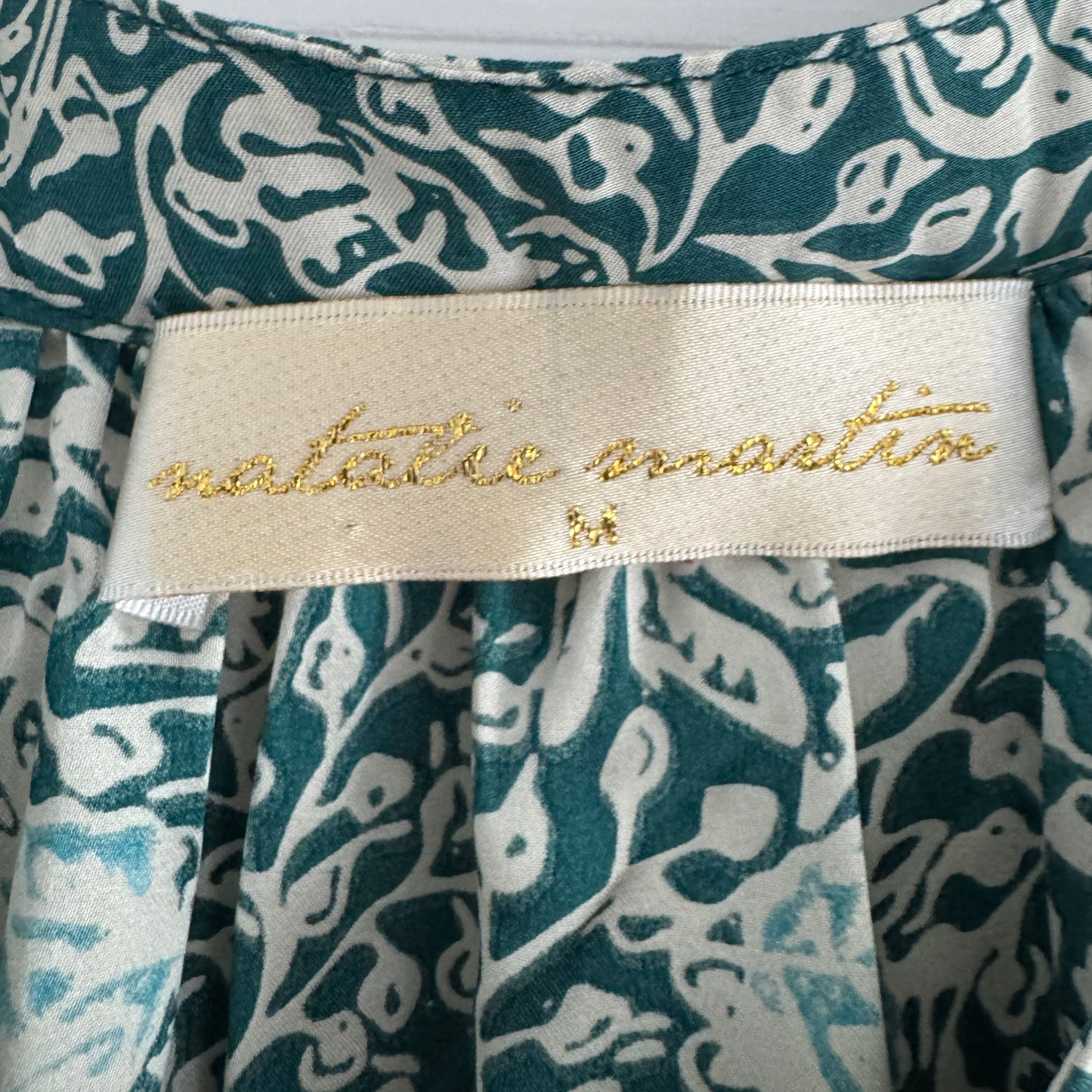 Natalie Martin "Remy" Blouse in Green Floral Print, size Medium