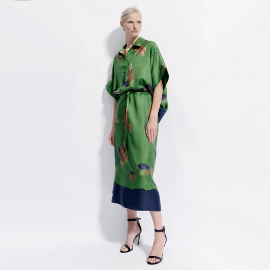 Natan Printed Midi Skirt in Green, size 38 (fits like size small)