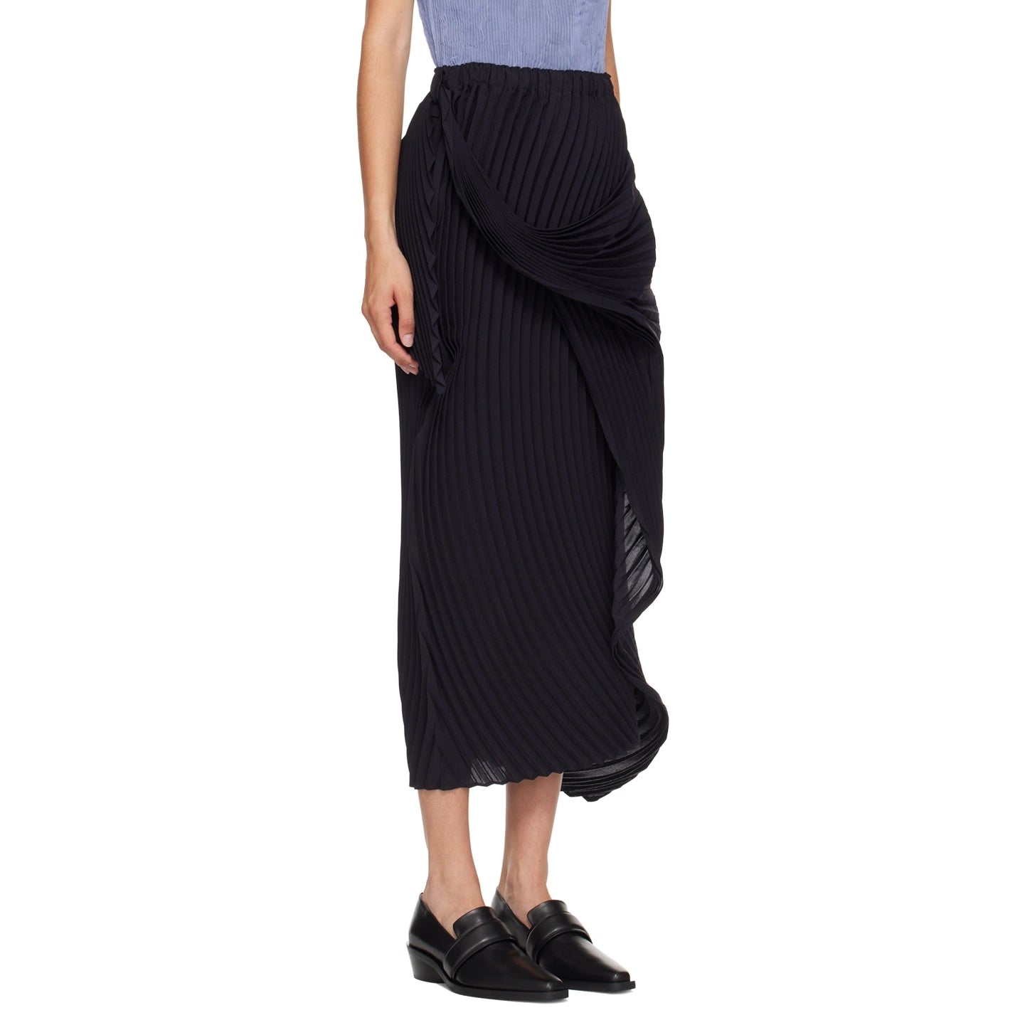 Issey Miyake Pleated Wrap Skirt in Midnight Navy, size "2" (fits size Small ish)