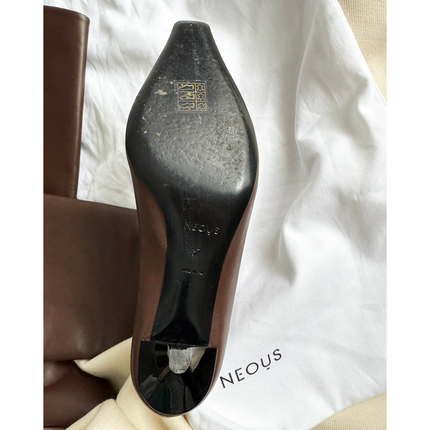 Neous "Rami Tubo" Knee-High 50mm Boots in Dark Brown, size 7