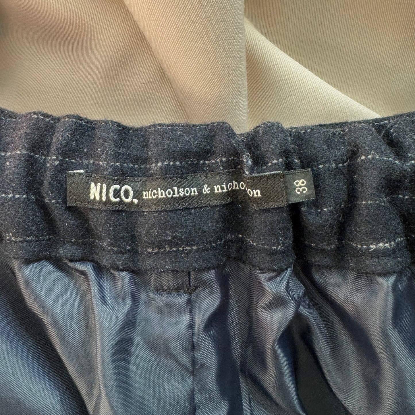 Nicholson & Nicholson Pinstripe Navy Wool Pants, size 38 (Size Small)