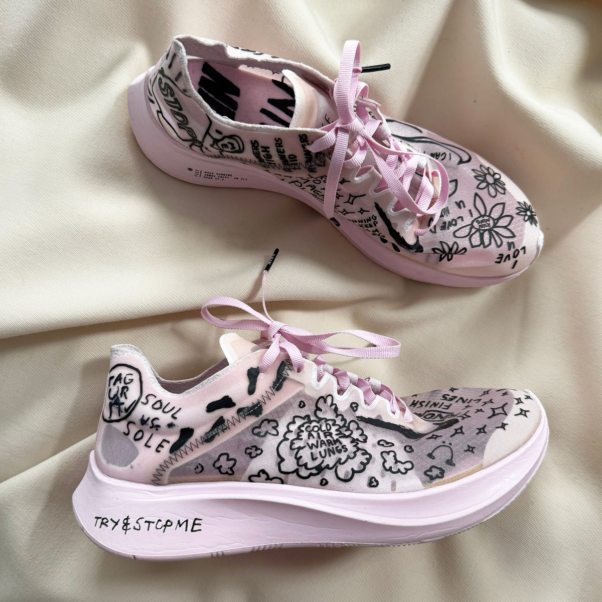 Nike x Nathan Bell "Zoom Fly SP" 'Doodles' in Pink, (MENS size 7.5) size 8.5 womens