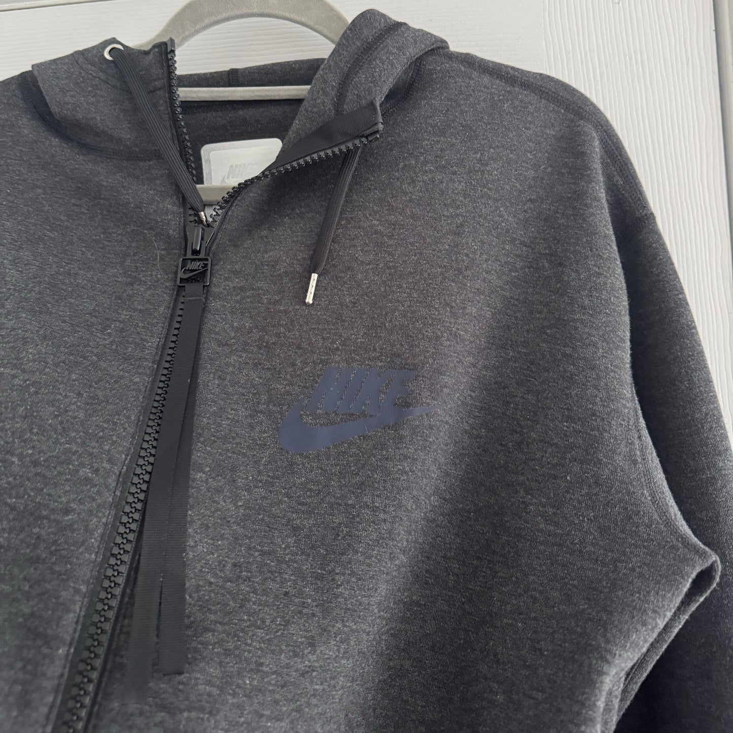 Nike Lab x Sacai Tech Fleece Peplum Hoodie in Grey, size Large