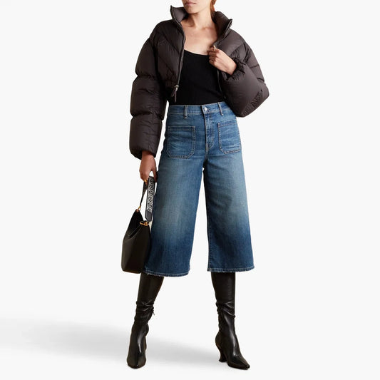 Nili Lotan "Vienne" Denim Gaucho Pants in "Classic Wash", size 30