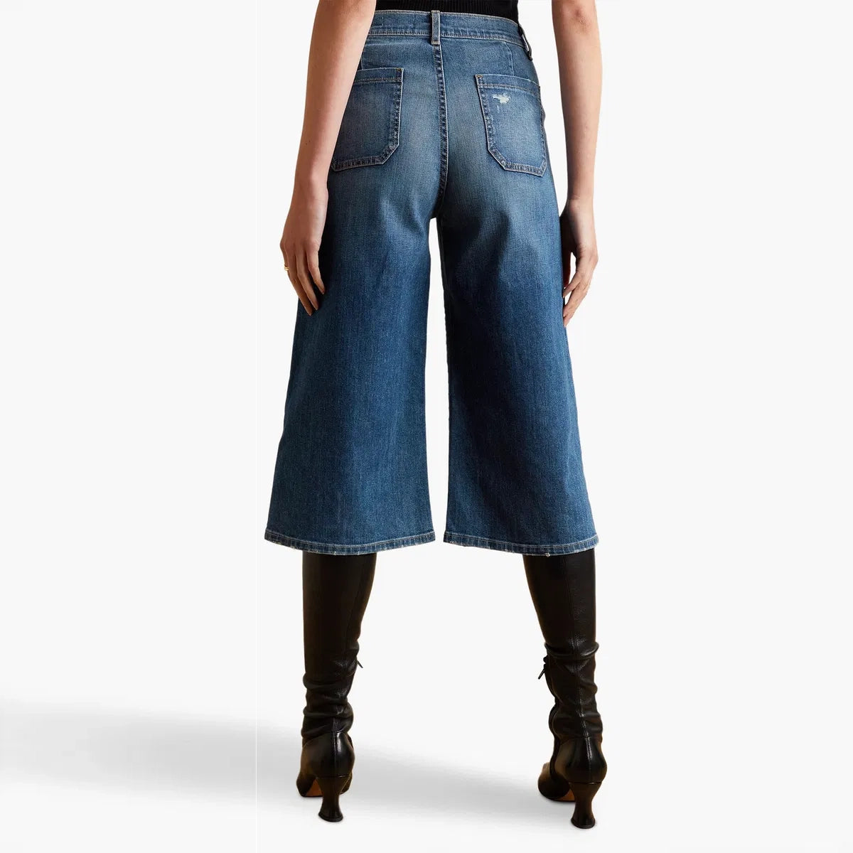 Nili Lotan "Vienne" Denim Gaucho Pants in "Classic Wash", size 30
