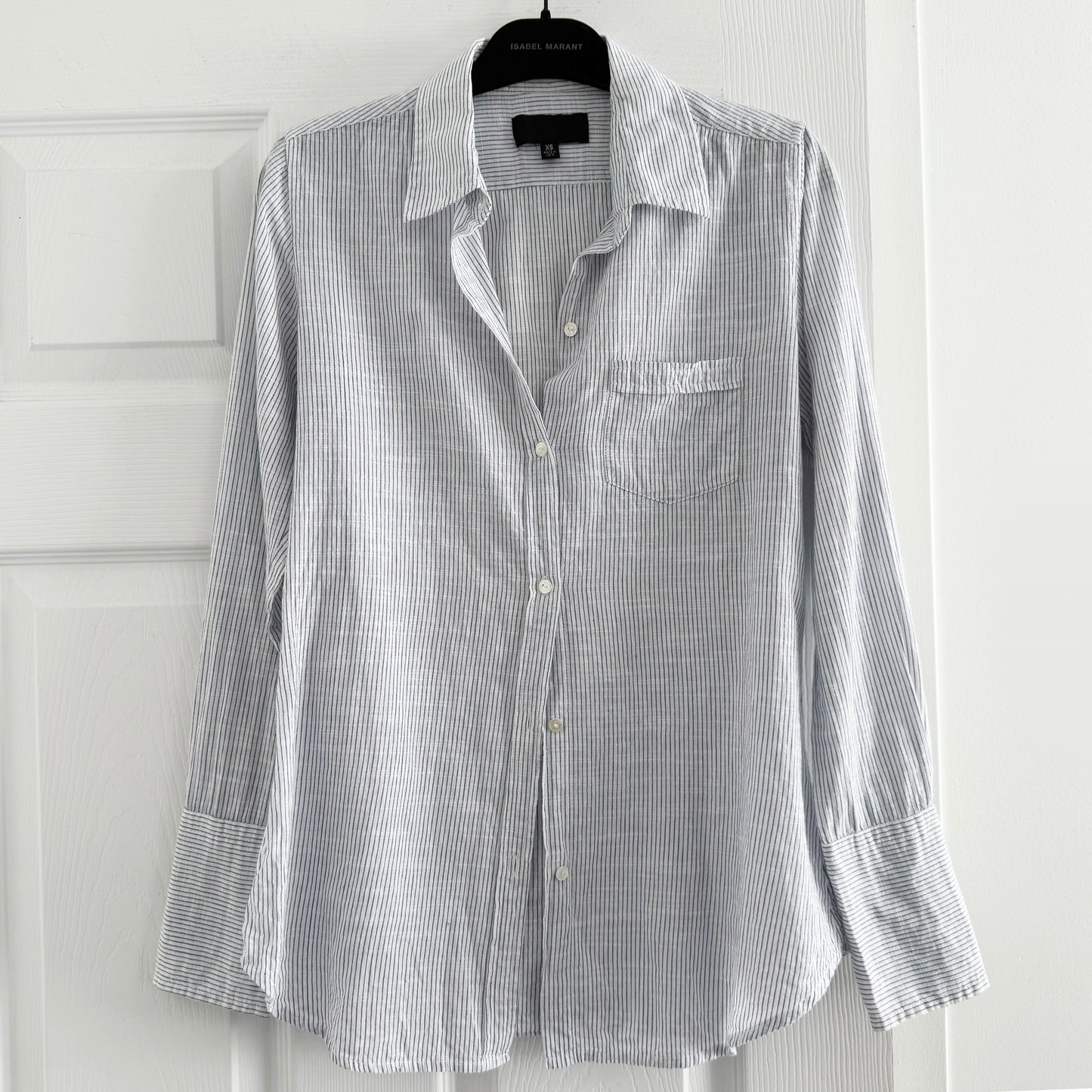 Nili Lotan "NL Shirt" in White/Blue, size XS