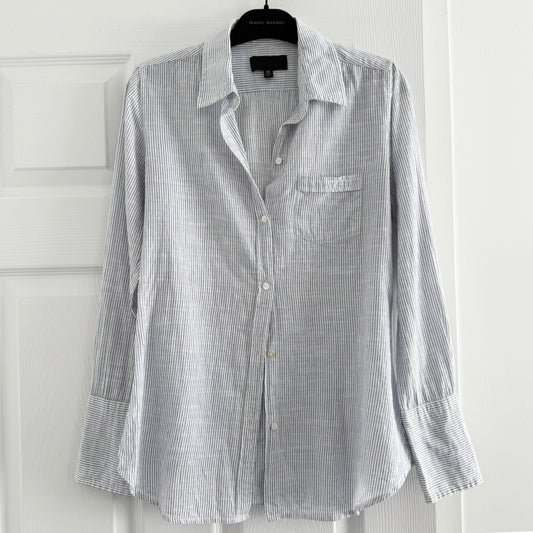 Nili Lotan "NL Shirt" in White/Blue, size XS