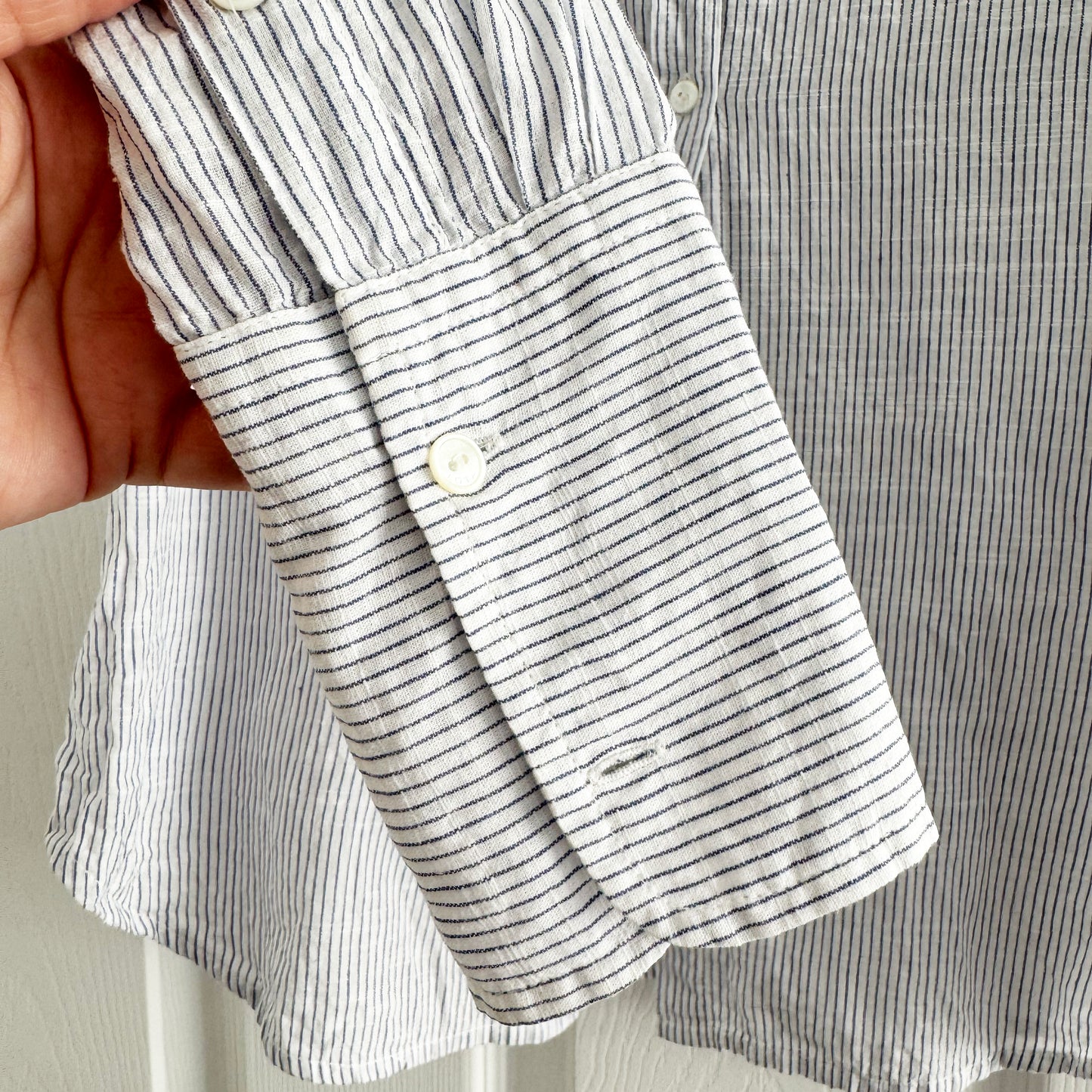 Nili Lotan "NL Shirt" in White/Blue, size XS