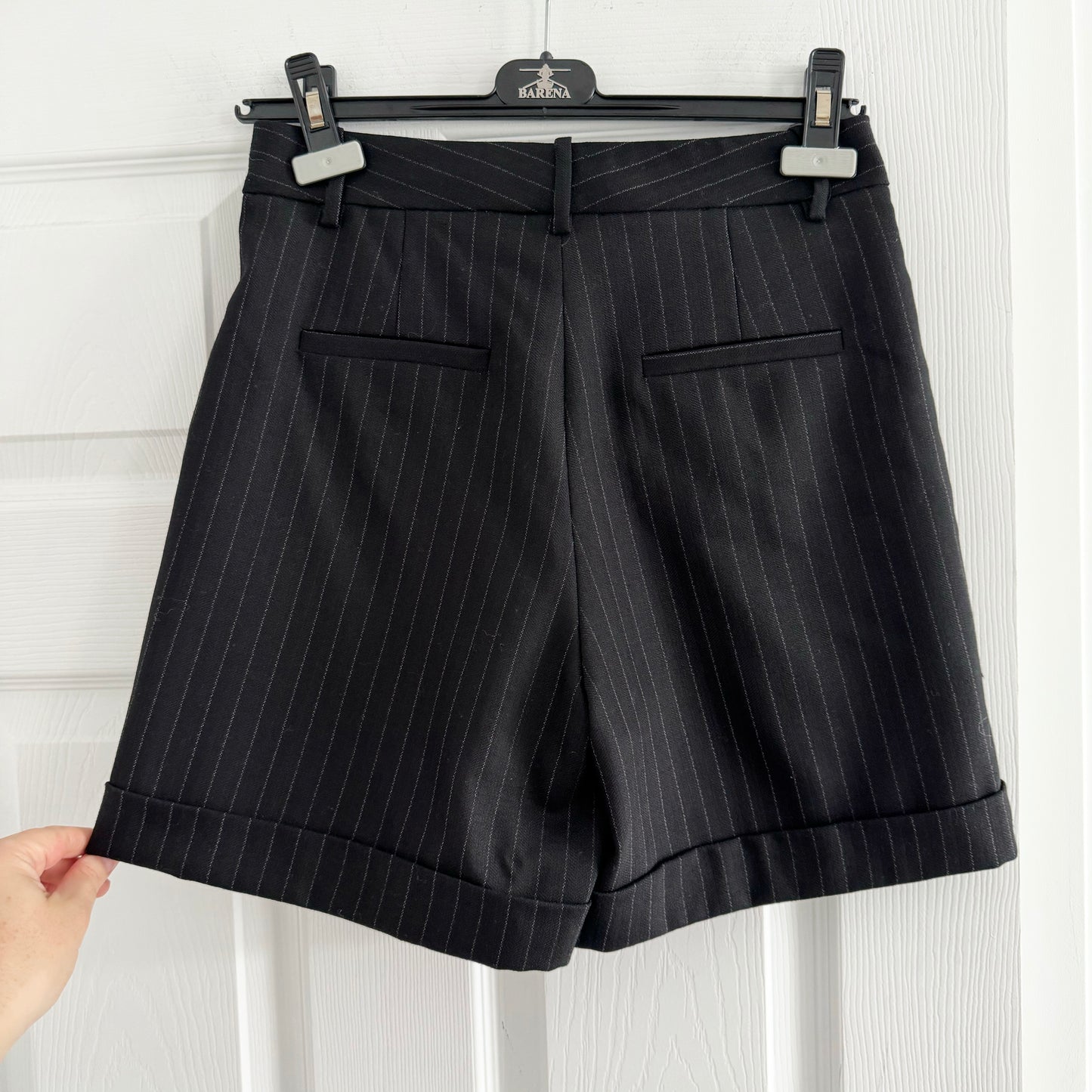 Nili Lotan "Angeline" Pinstripe Wool Shorts, size 2