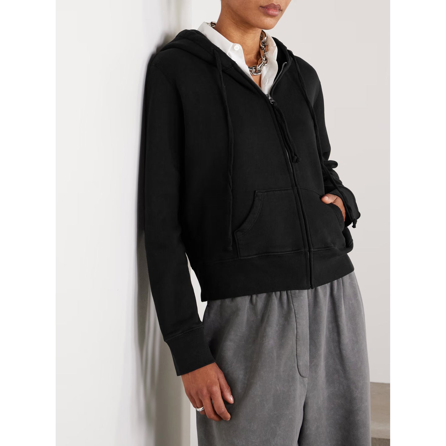 Nili lotan Callie Hoodie in Washed Black, size XS