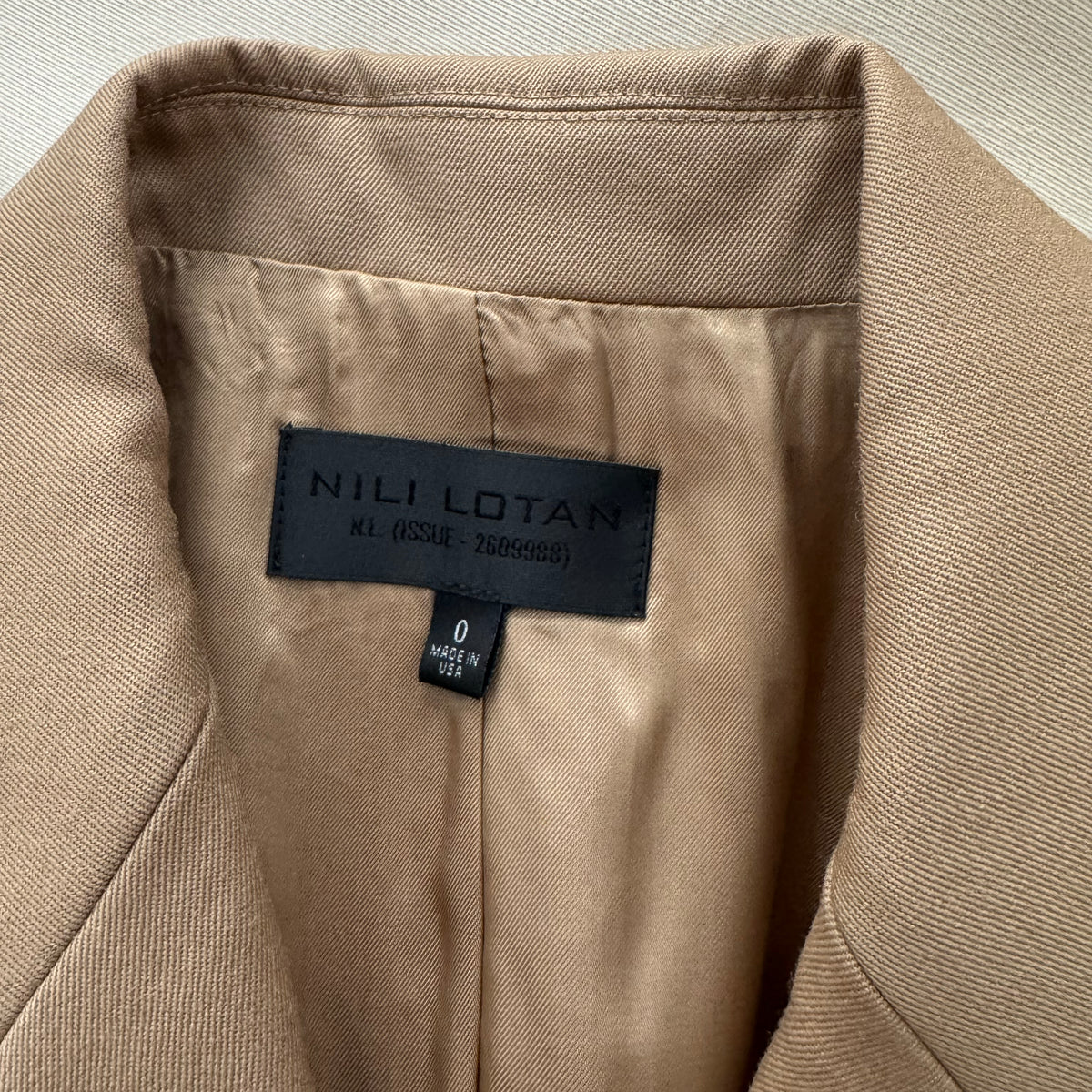 Nili Lotan "Francoise" Blazer in Camel, size 0